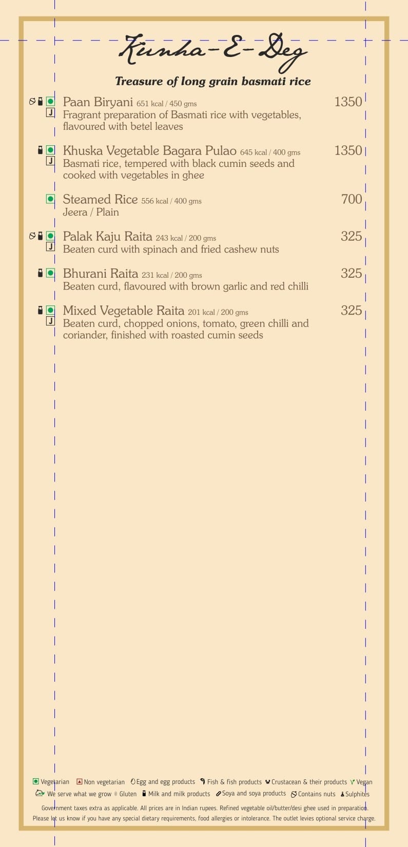 Dining Experience for Two at Baluchi, Mumbai — Food menu
