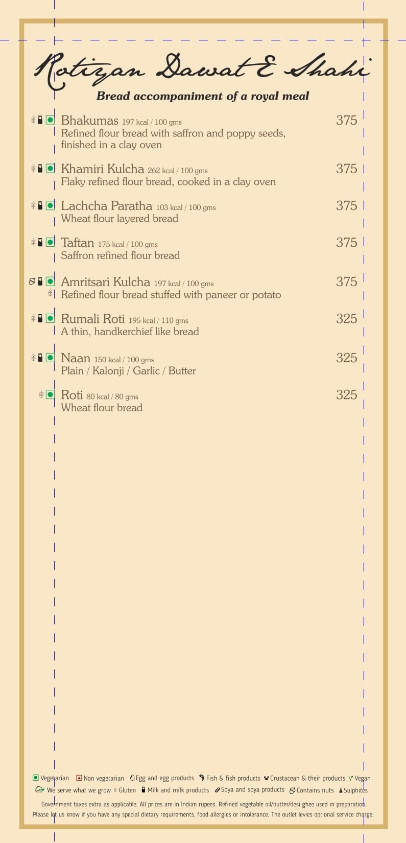 Dining Experience for Two at Baluchi, Mumbai — Food menu