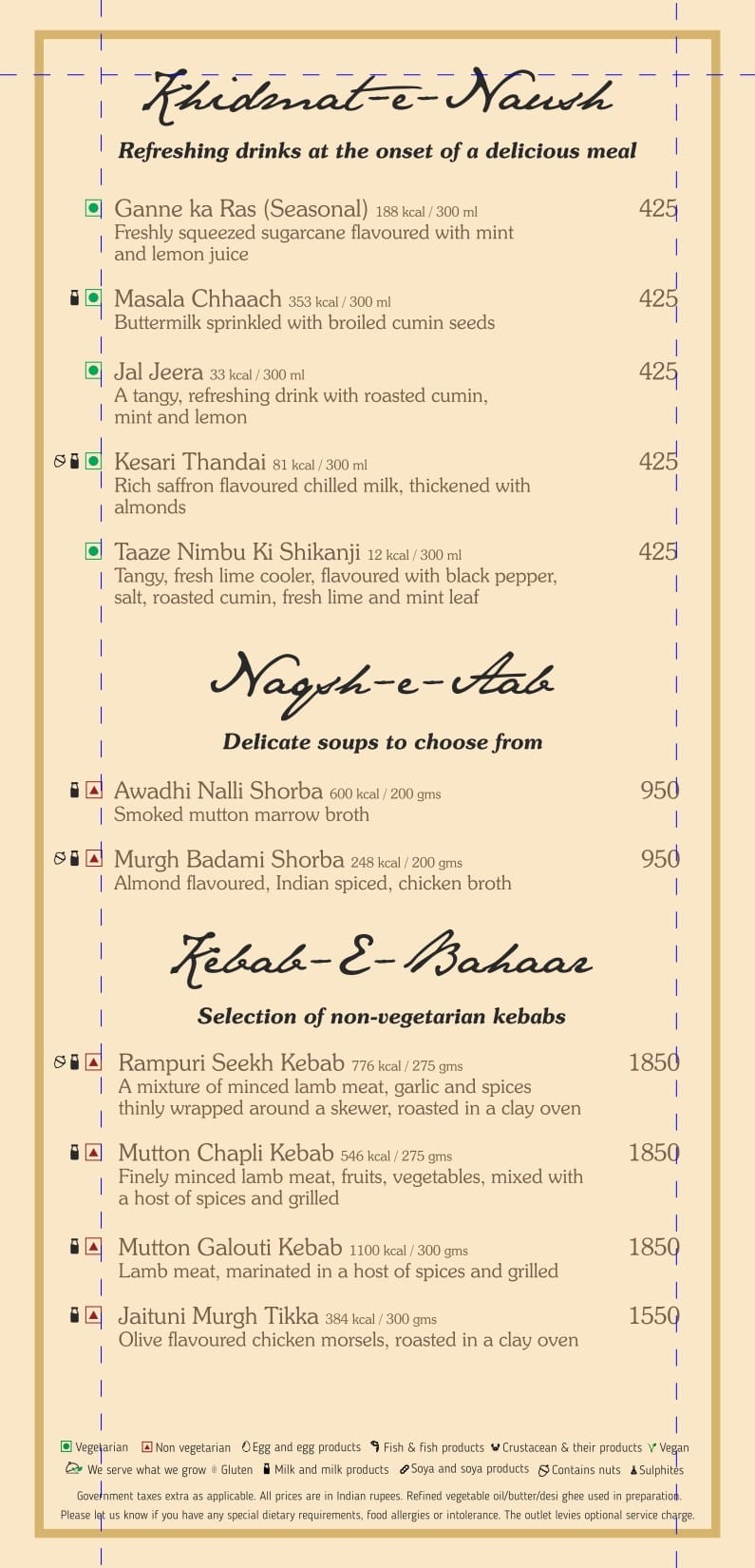 Dining Experience for Two at Baluchi, Mumbai — Food menu