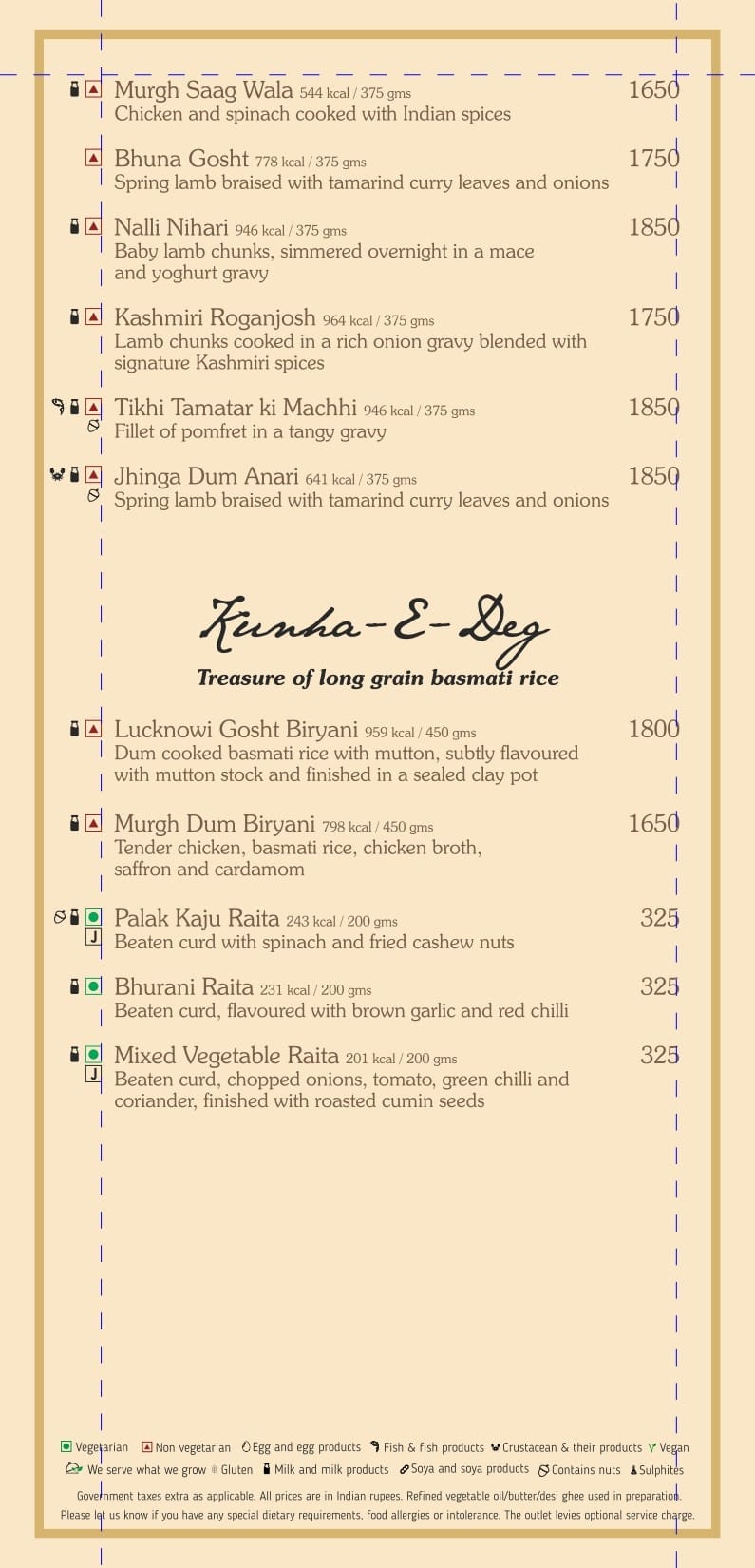 Dining Experience for Two at Baluchi, Mumbai — Food menu
