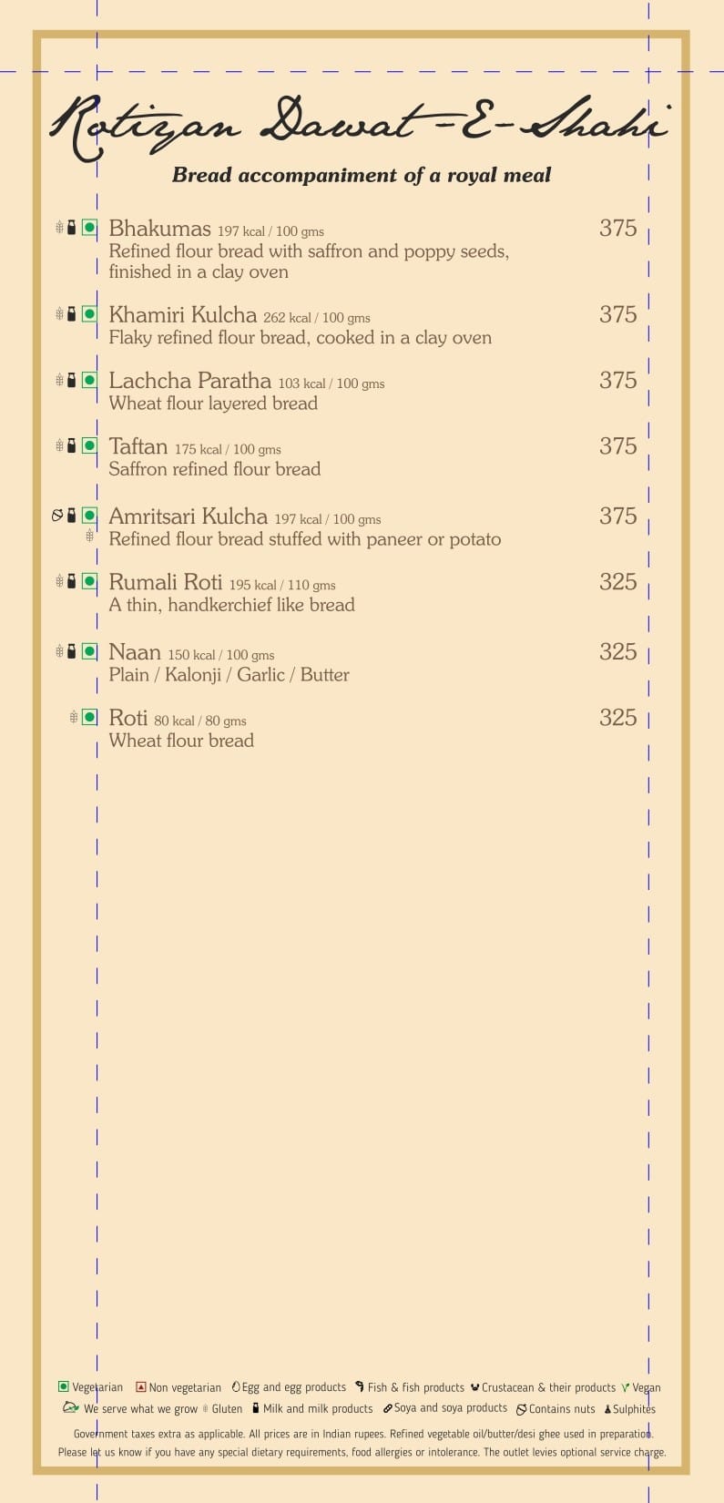 Dining Experience for Two at Baluchi, Mumbai — Food menu