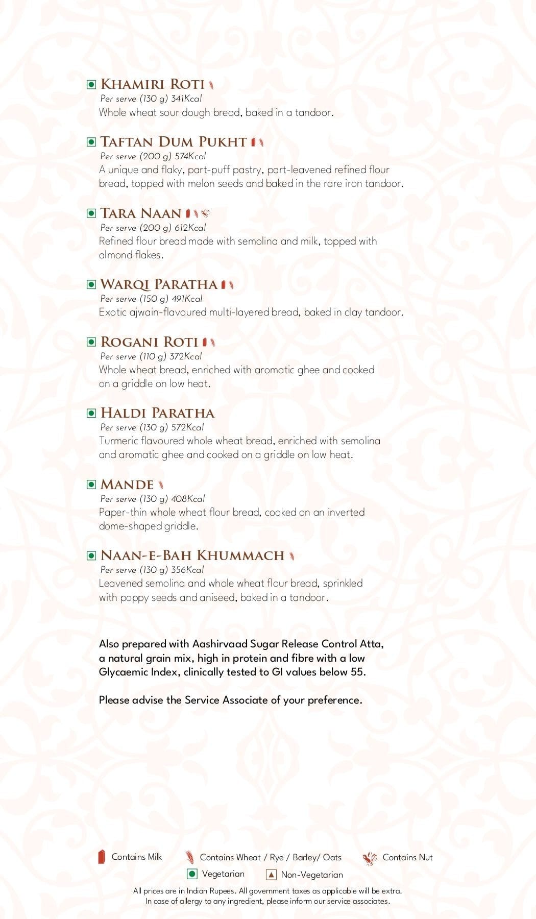 Dining Experience for Two at Dum Pukht, Mumbai — Food menu