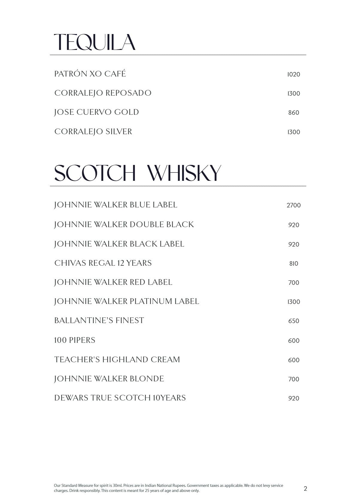 Dining Experience for Two at Lake View Cafe, The Westin Mumbai Powai Lake — Beverages menu