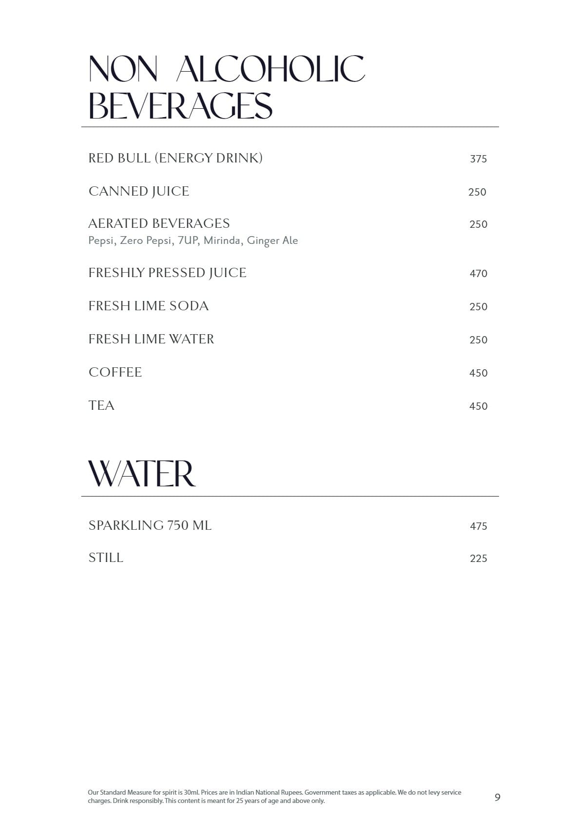 Dining Experience for Two at Lake View Cafe, The Westin Mumbai Powai Lake — Beverages menu