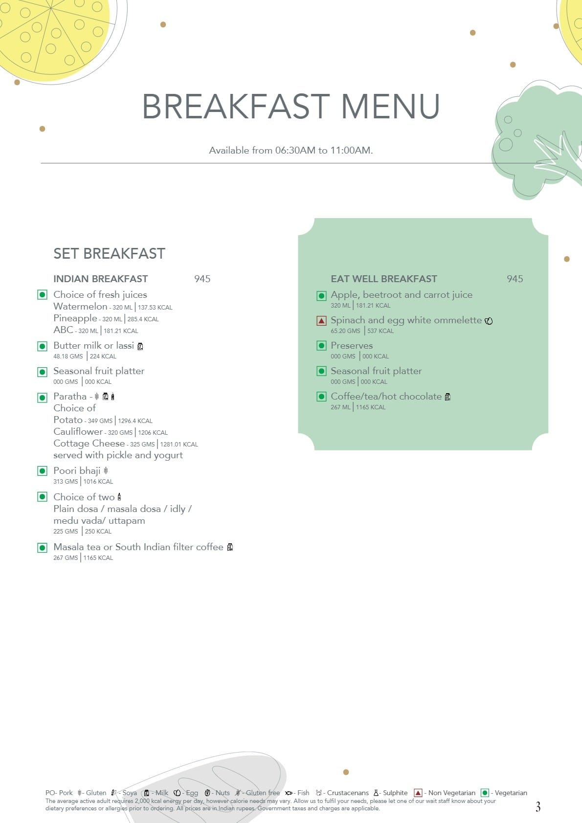 Dining Experience for Two at Lake View Cafe, The Westin Mumbai Powai Lake — Food menu