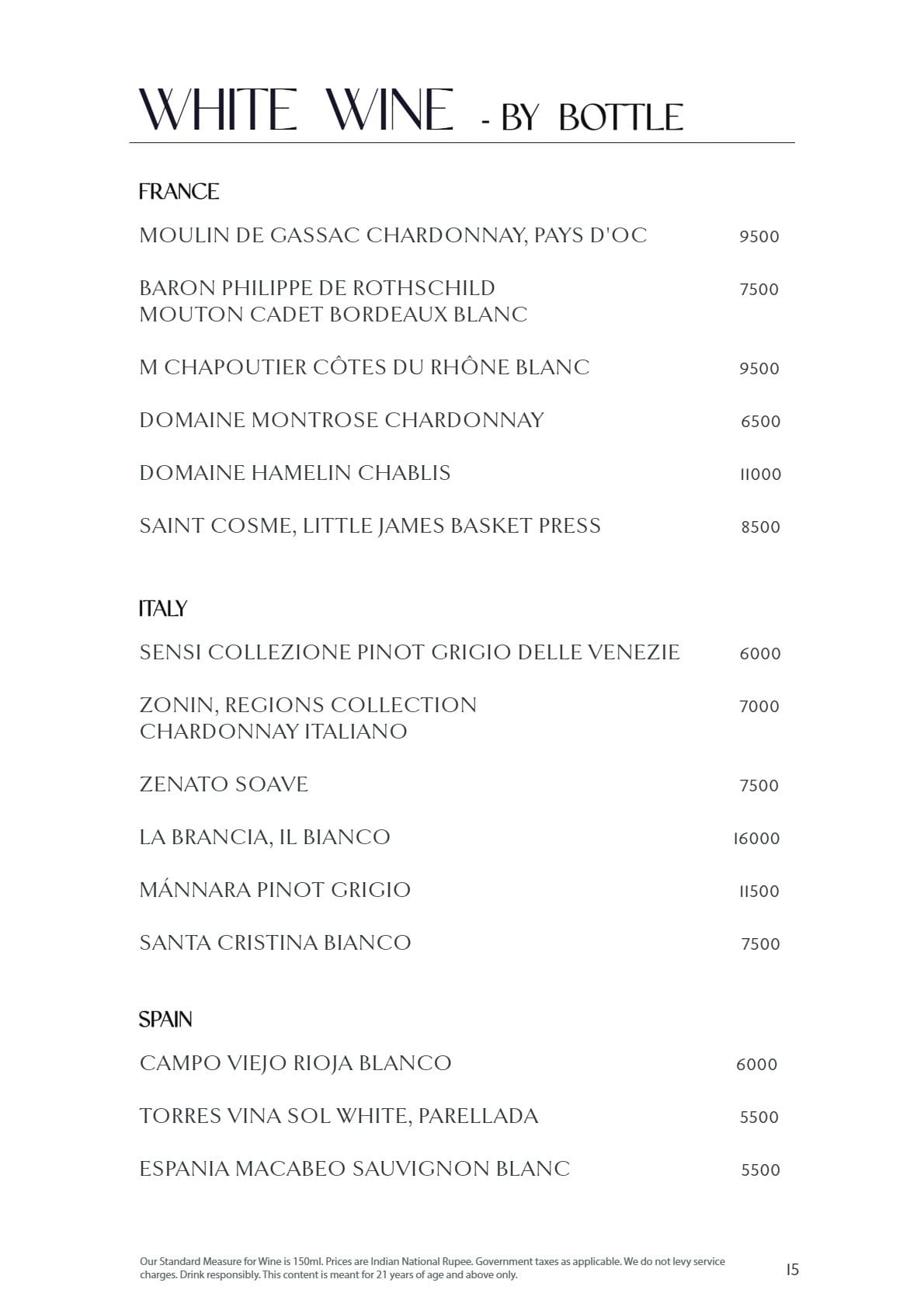 Dining Experience for Two at Lake View Cafe, The Westin Mumbai Powai Lake — Beverages menu
