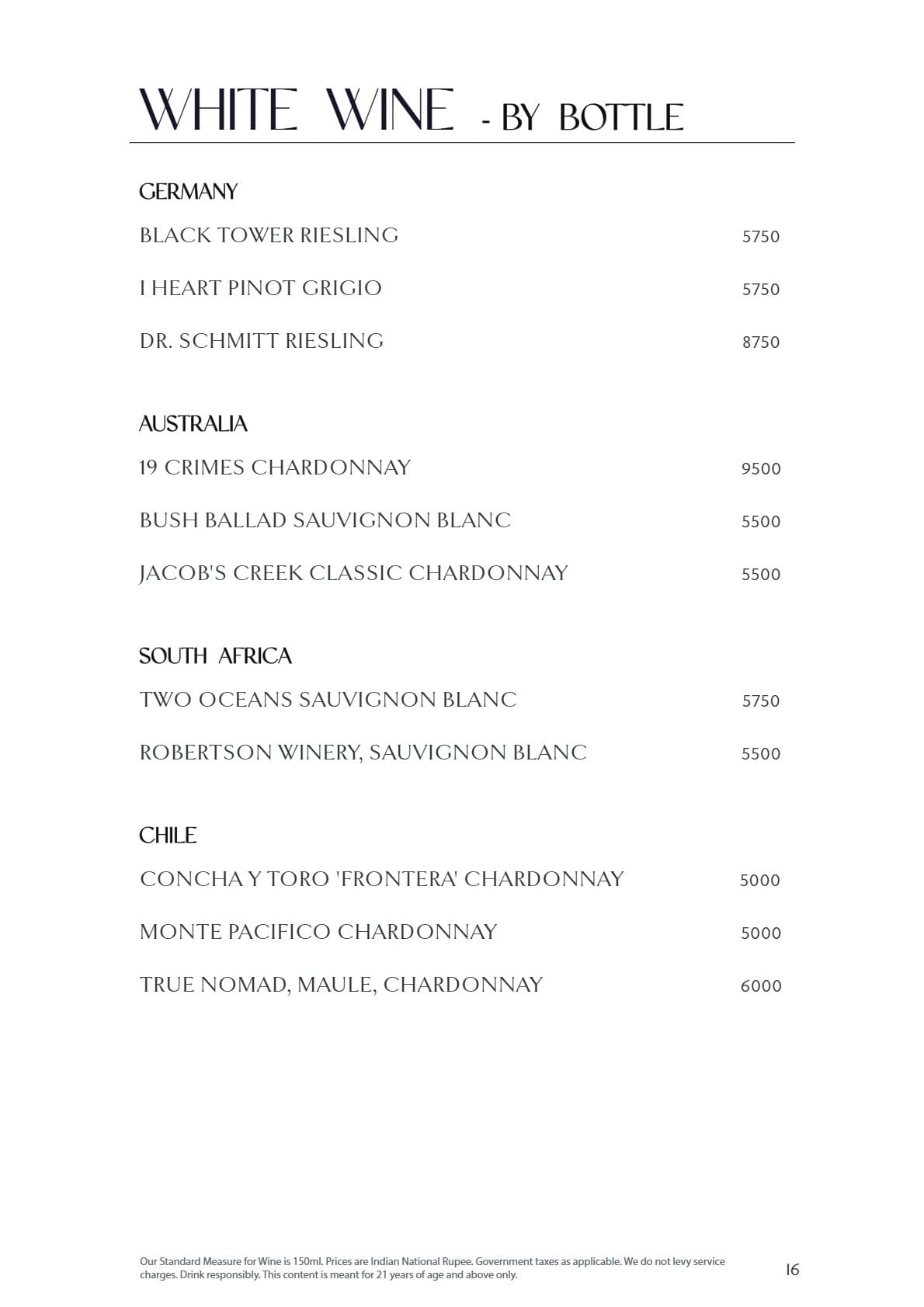 Dining Experience for Two at Lake View Cafe, The Westin Mumbai Powai Lake — Beverages menu