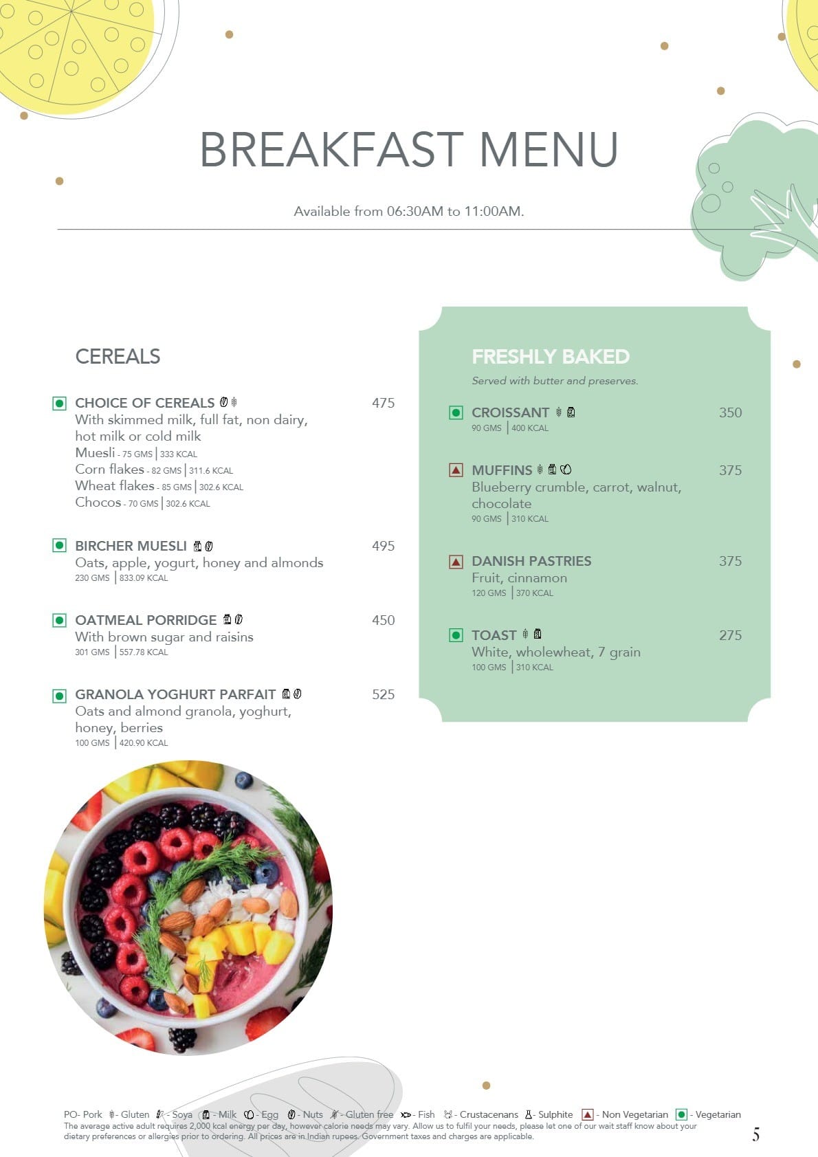 Dining Experience for Two at Lake View Cafe, The Westin Mumbai Powai Lake — Food menu