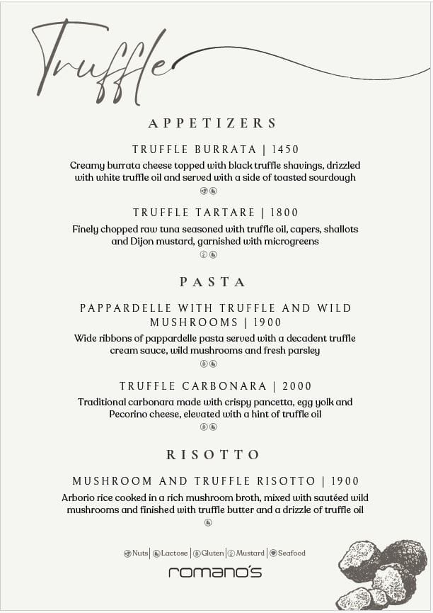 Dining Experience for Two at Romano's, Mumbai — Food menu