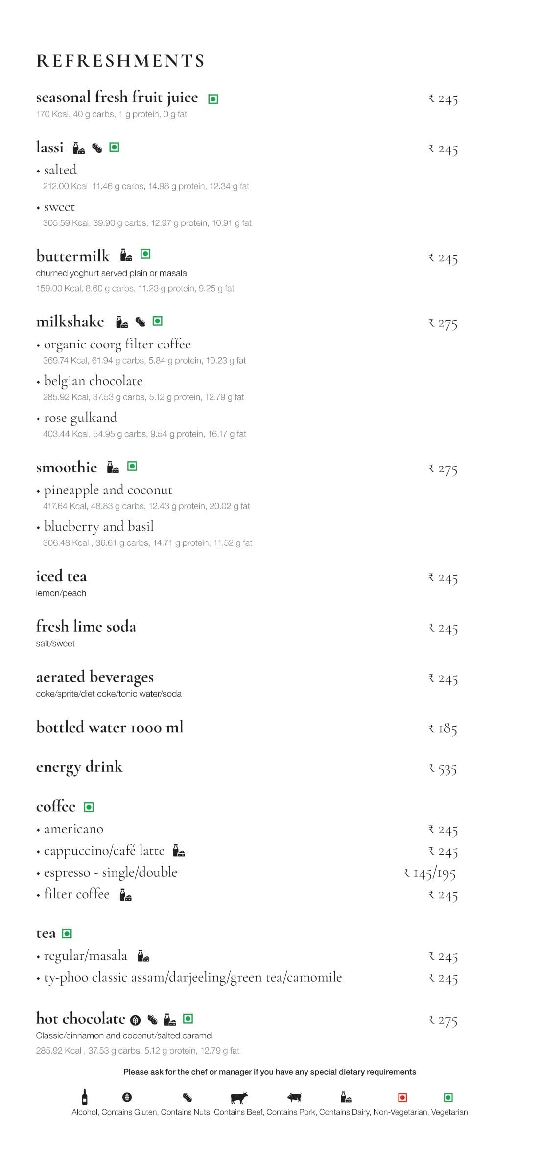 Dining Experience for Two at Monsoon, Bengaluru — Beverages menu