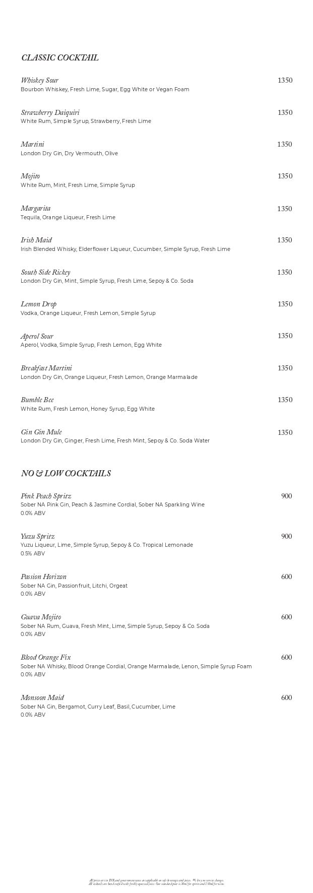 Dining Experience for Two at The Market, Bengaluru — Beverages menu