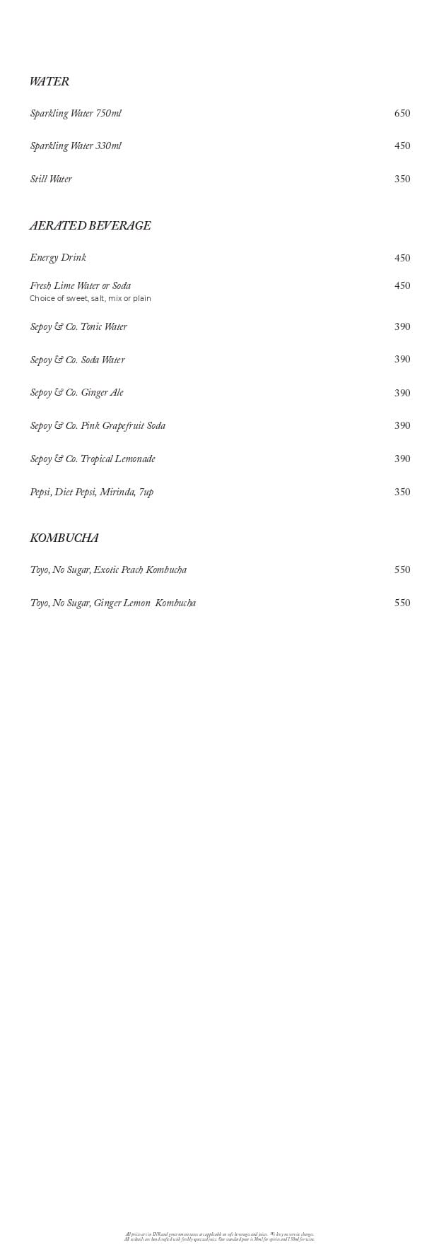 Dining Experience for Two at The Market, Bengaluru — Beverages menu