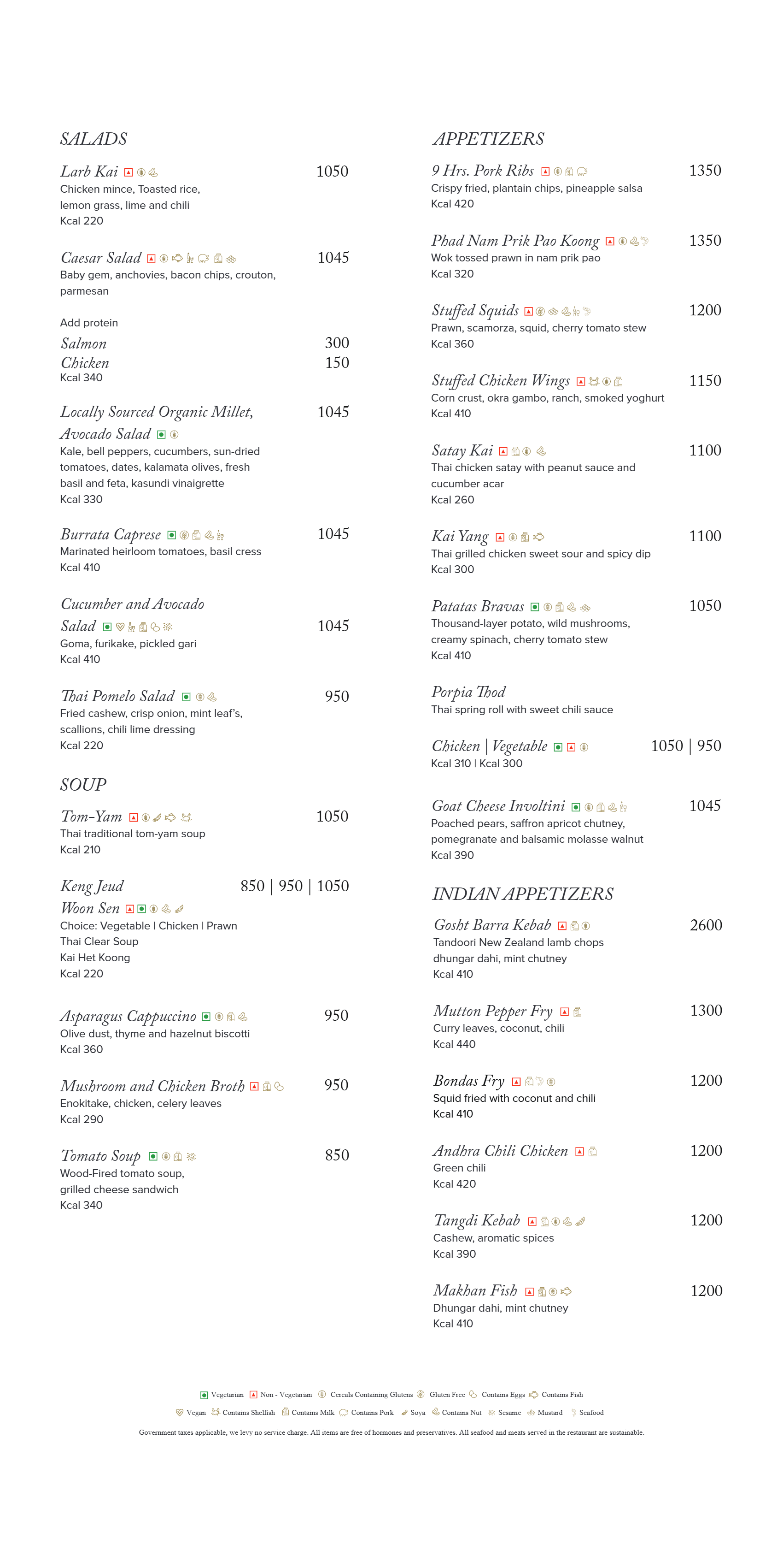 Dining Experience for Two at The Market, Bengaluru — Food menu