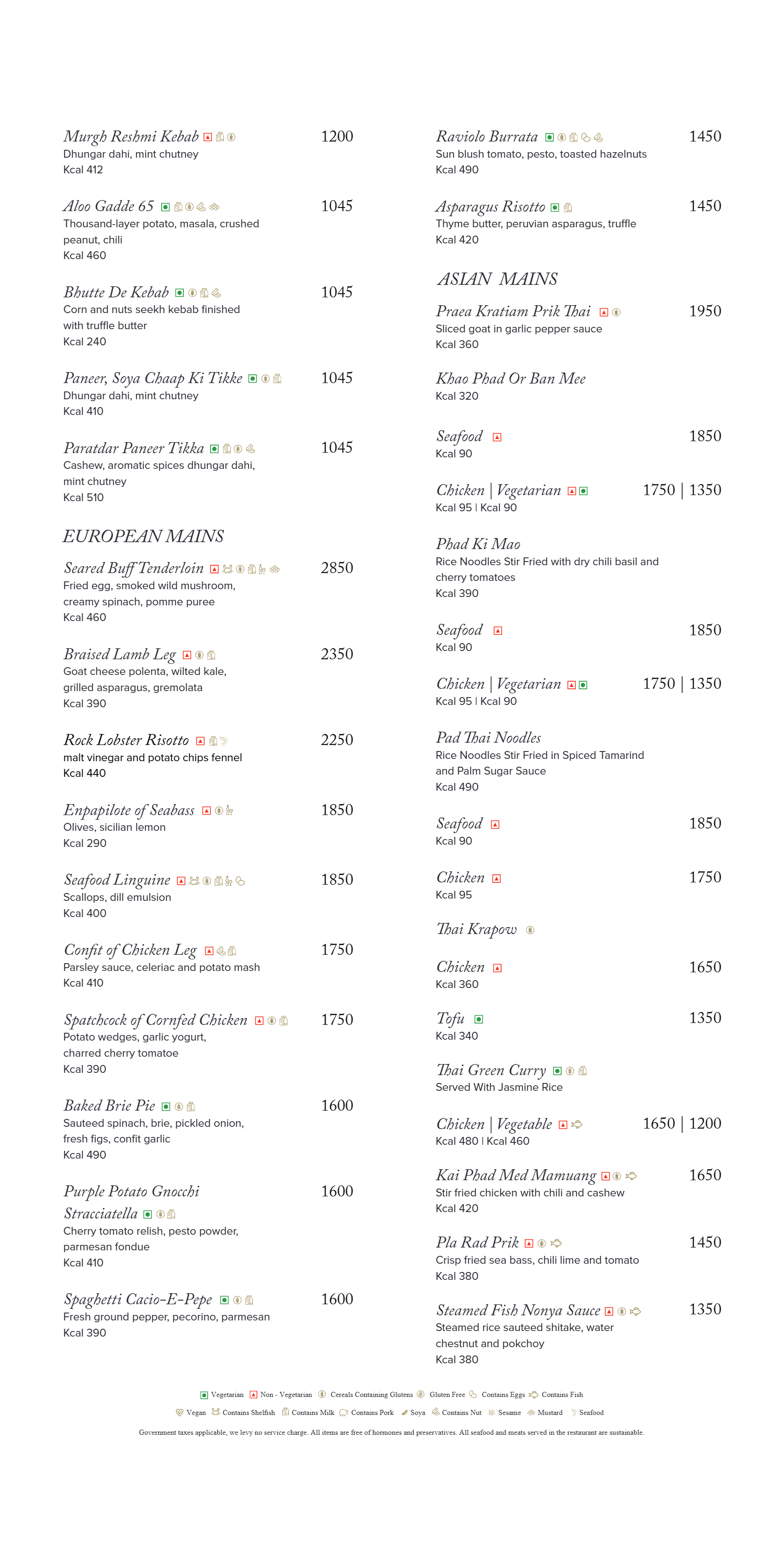 Dining Experience for Two at The Market, Bengaluru — Food menu