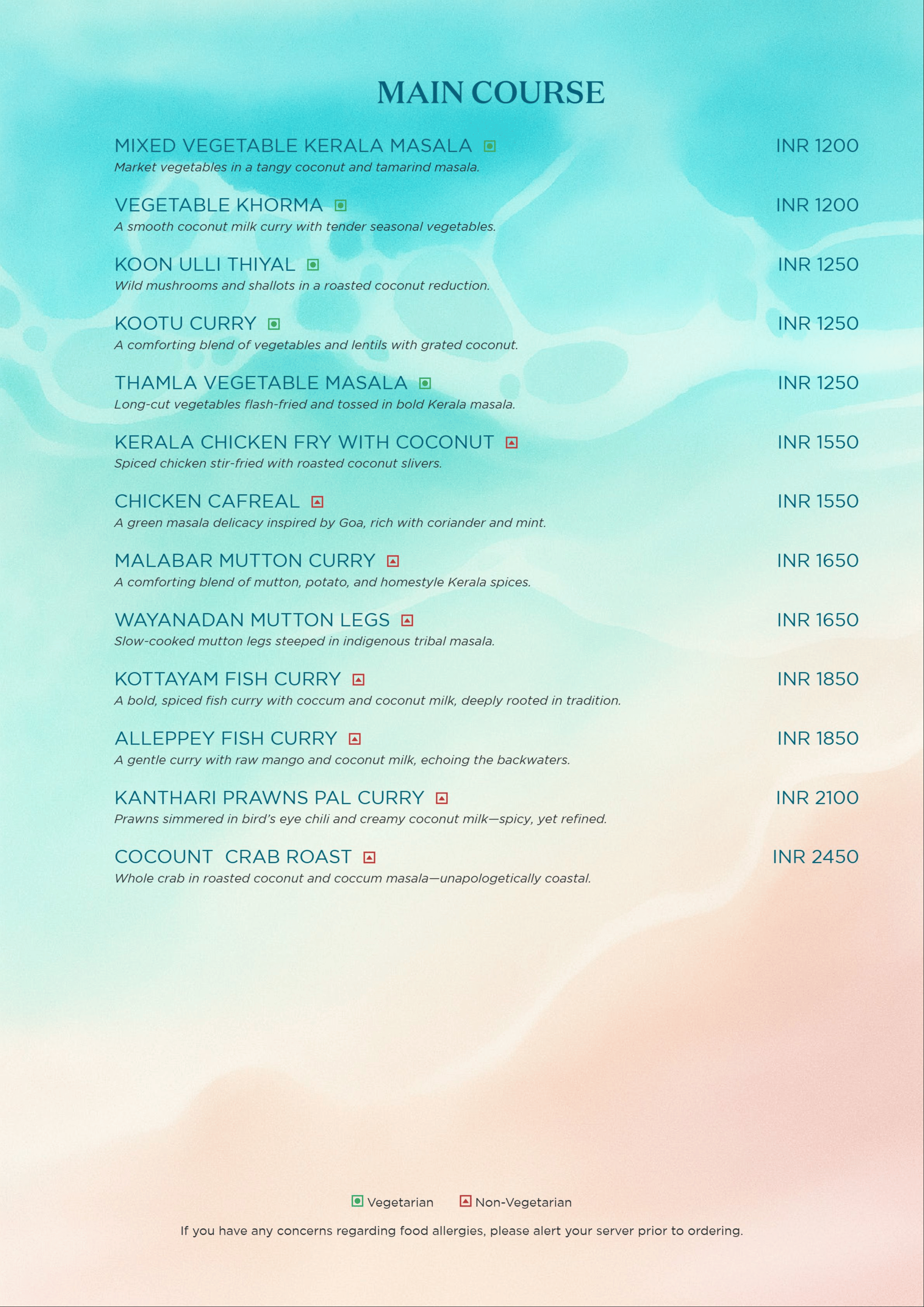 Dining Experience for Two at Spice Terrace, Central Bengaluru — Food menu