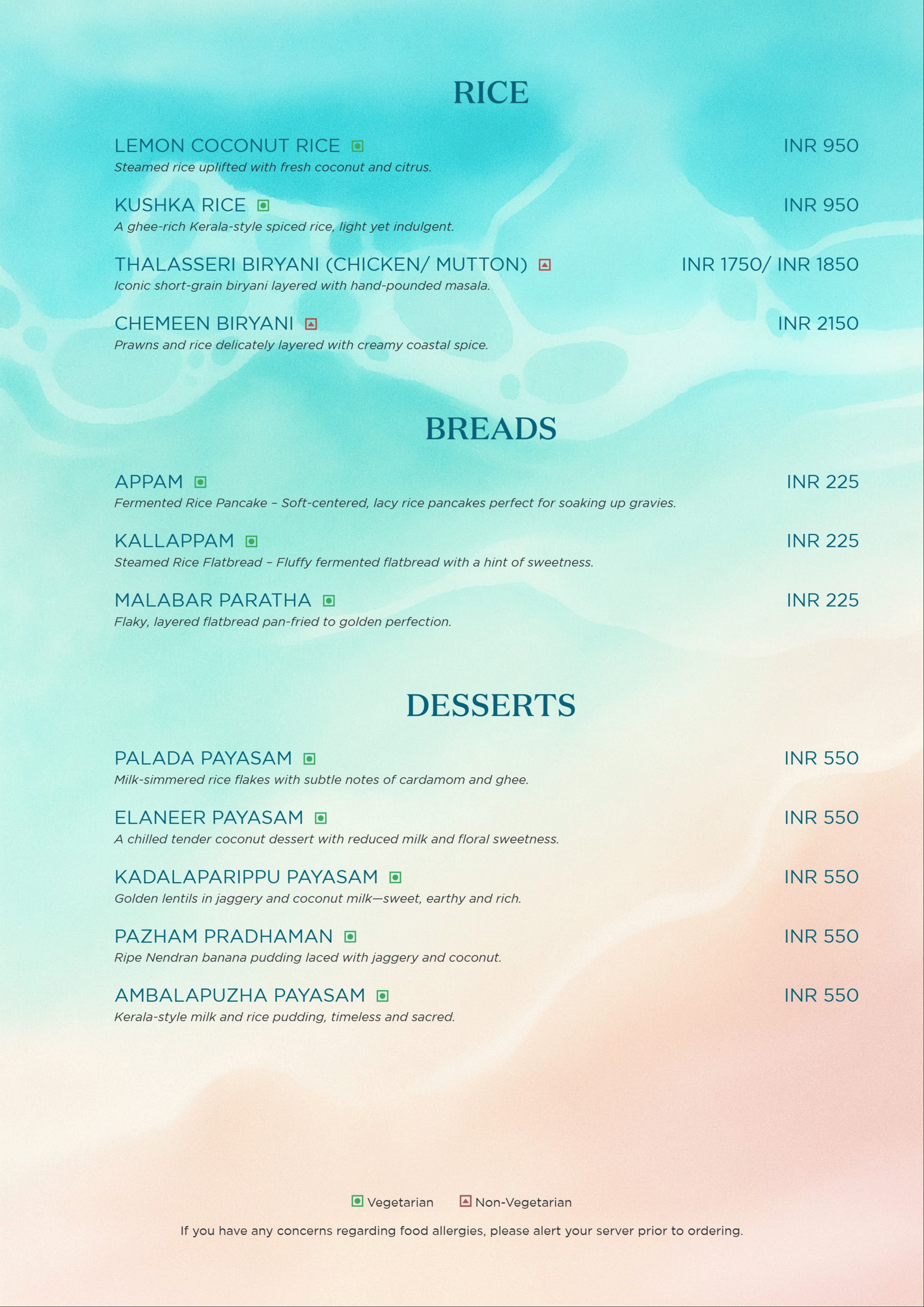 Dining Experience for Two at Spice Terrace, Central Bengaluru — Food menu