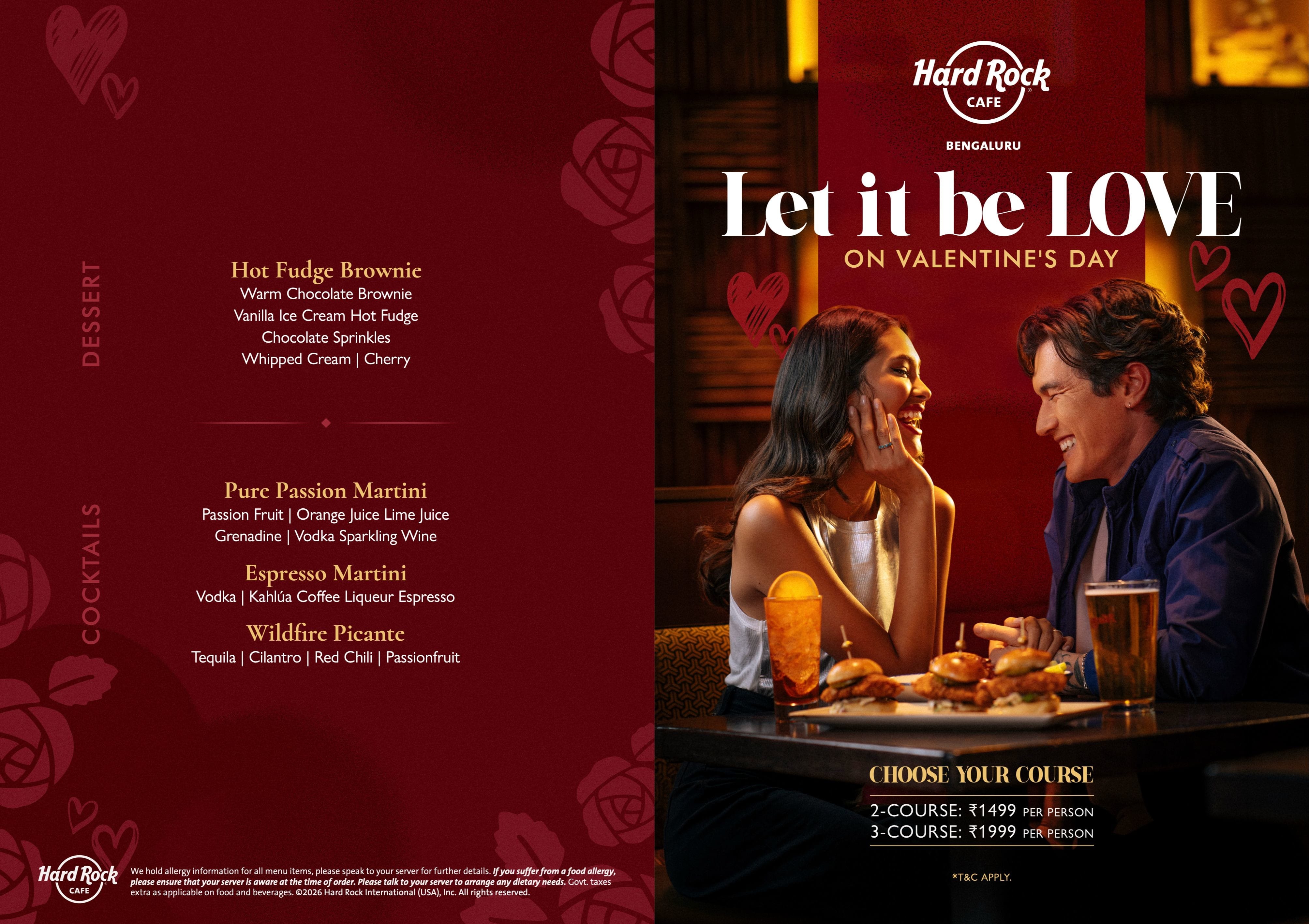 Dining Experience for Two at Hard Rock Cafe, Central Bengaluru — Special menu