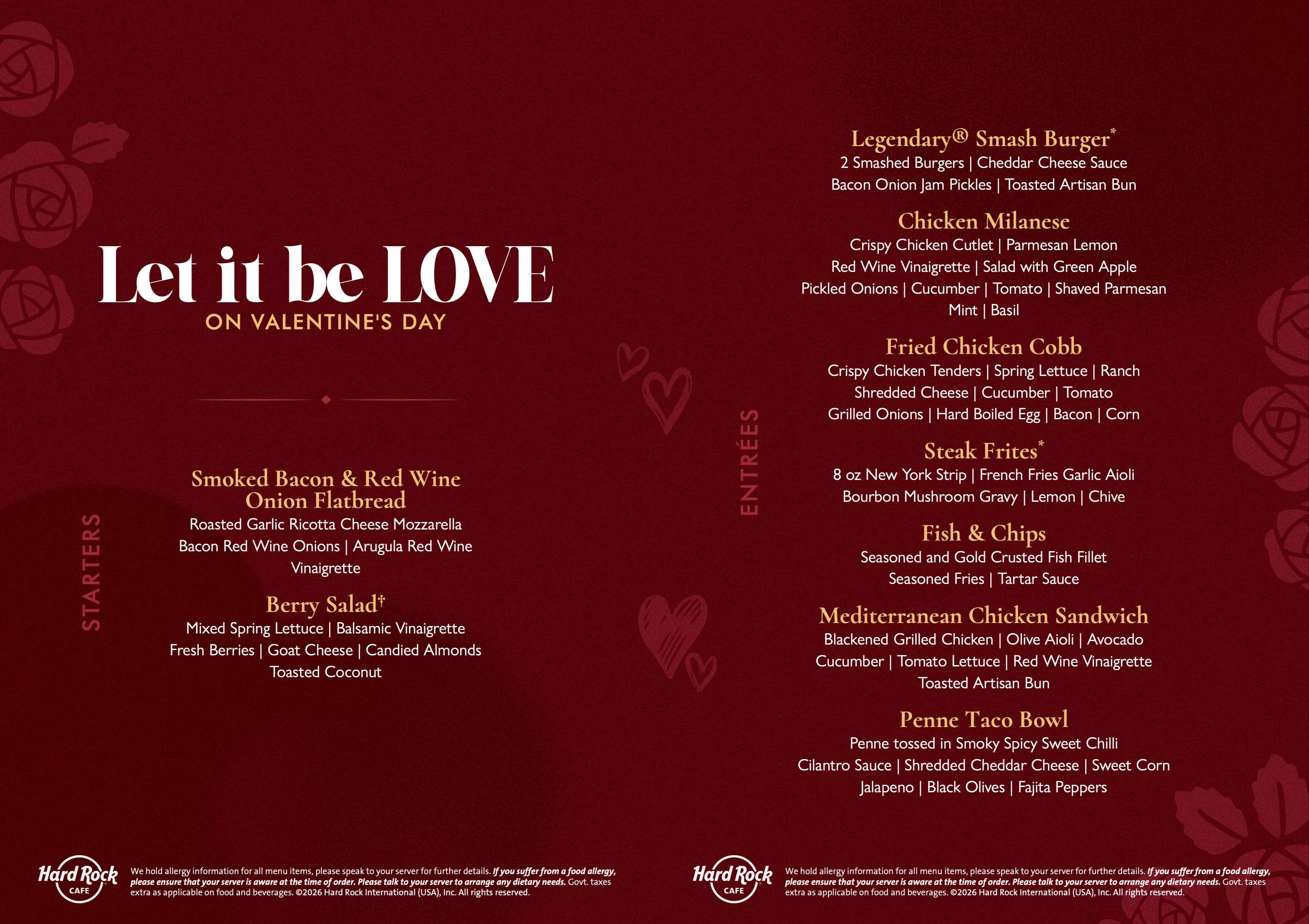 Dining Experience for Two at Hard Rock Cafe, Central Bengaluru — Special menu