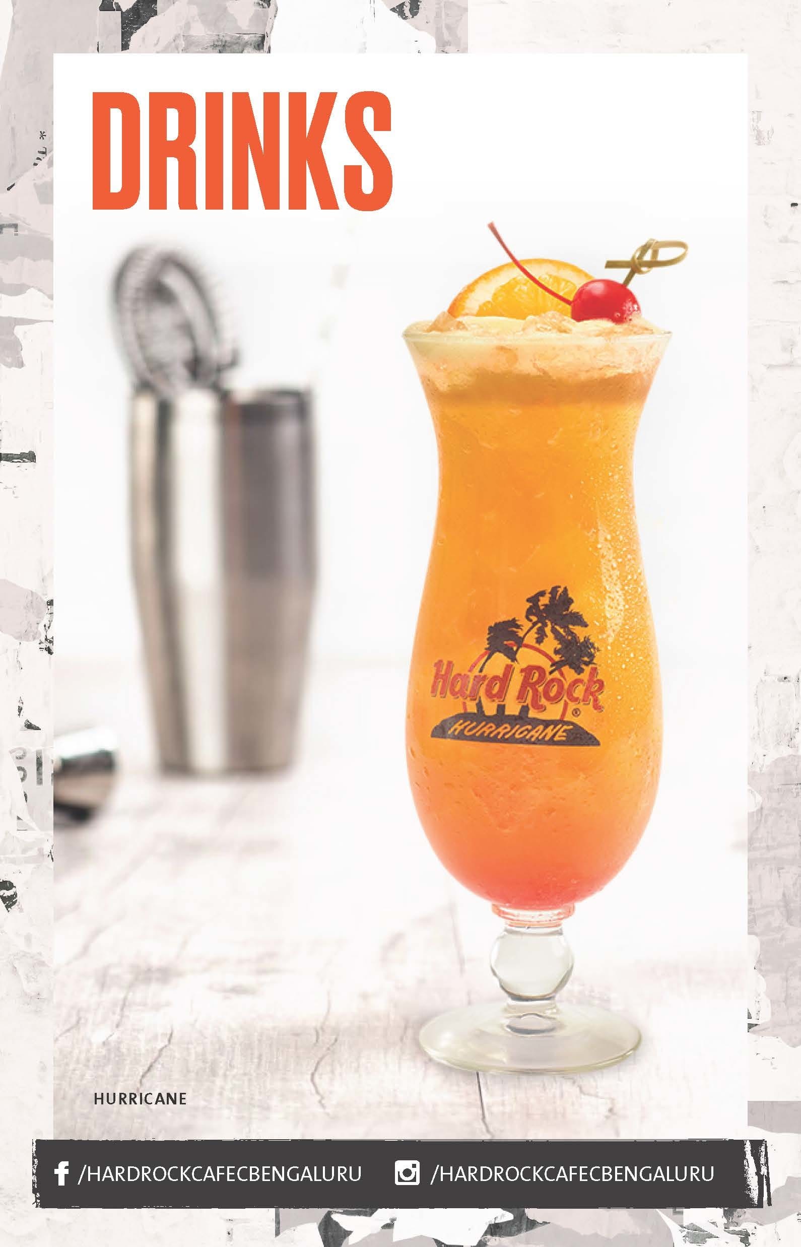 Dining Experience for Two at Hard Rock Cafe, Central Bengaluru — Beverages menu