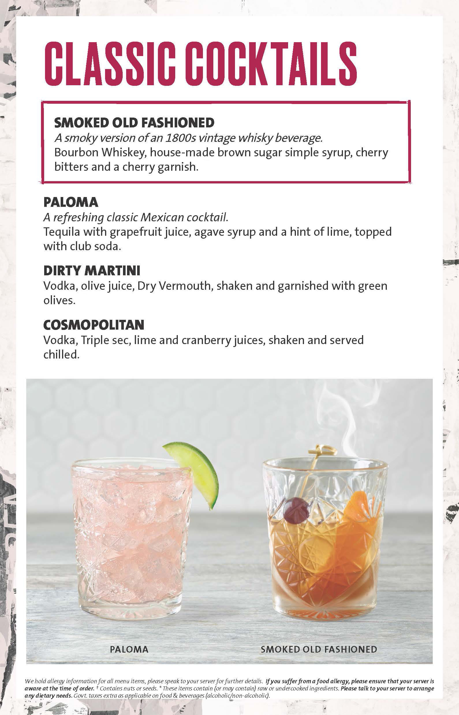Dining Experience for Two at Hard Rock Cafe, Central Bengaluru — Beverages menu