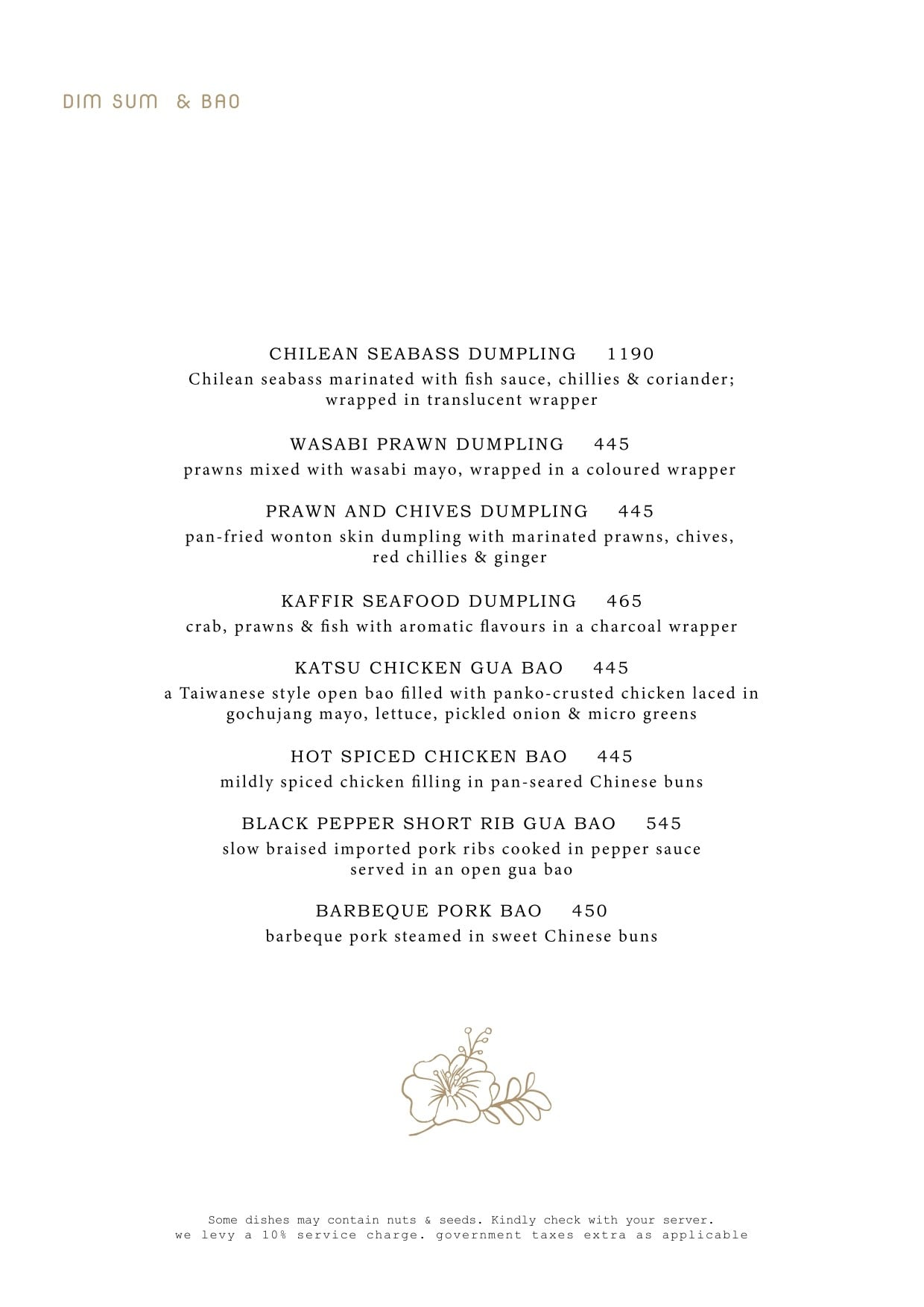 Menu of Shiro, UB City, Central Bengaluru