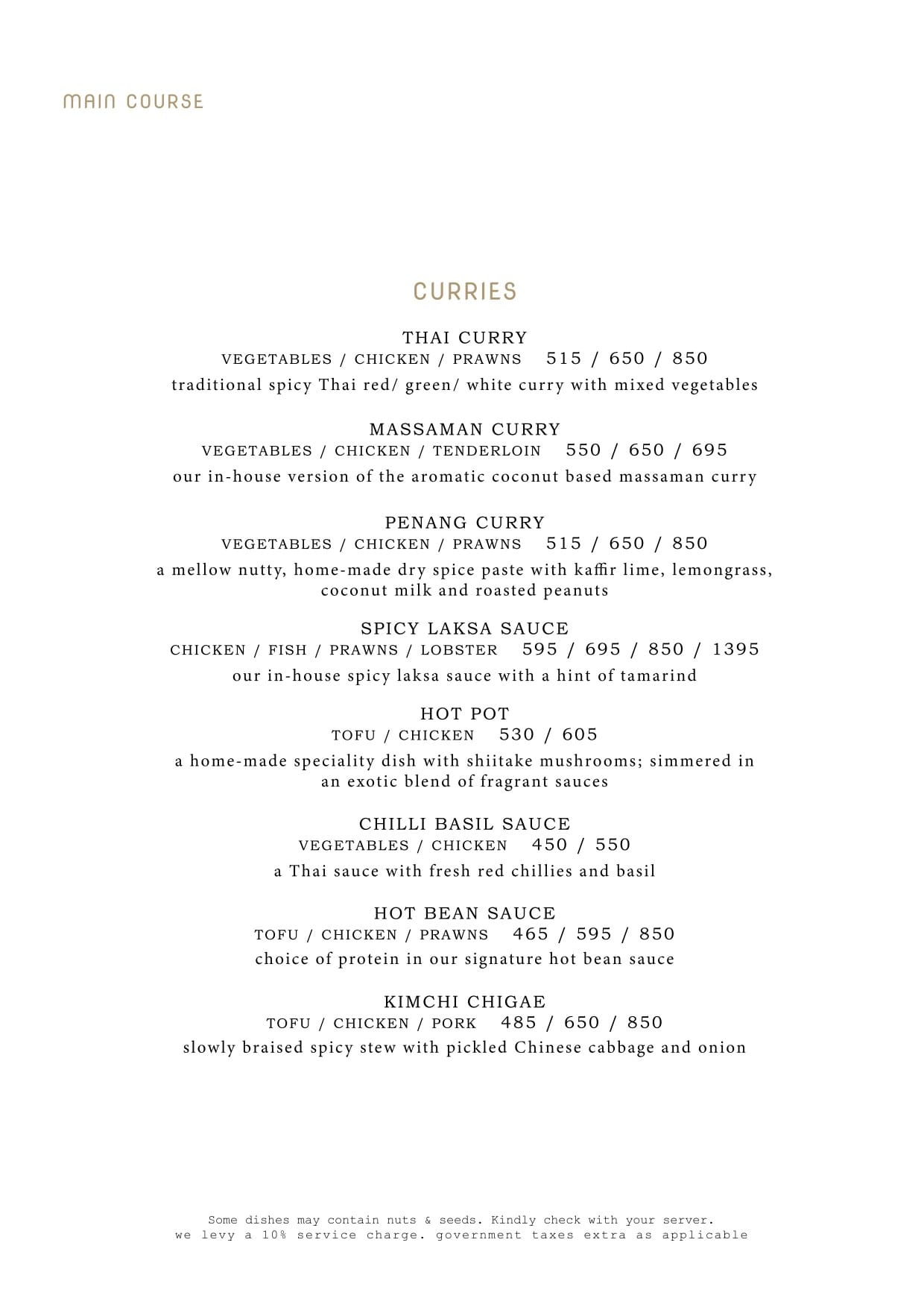 Menu of Shiro, UB City, Central Bengaluru