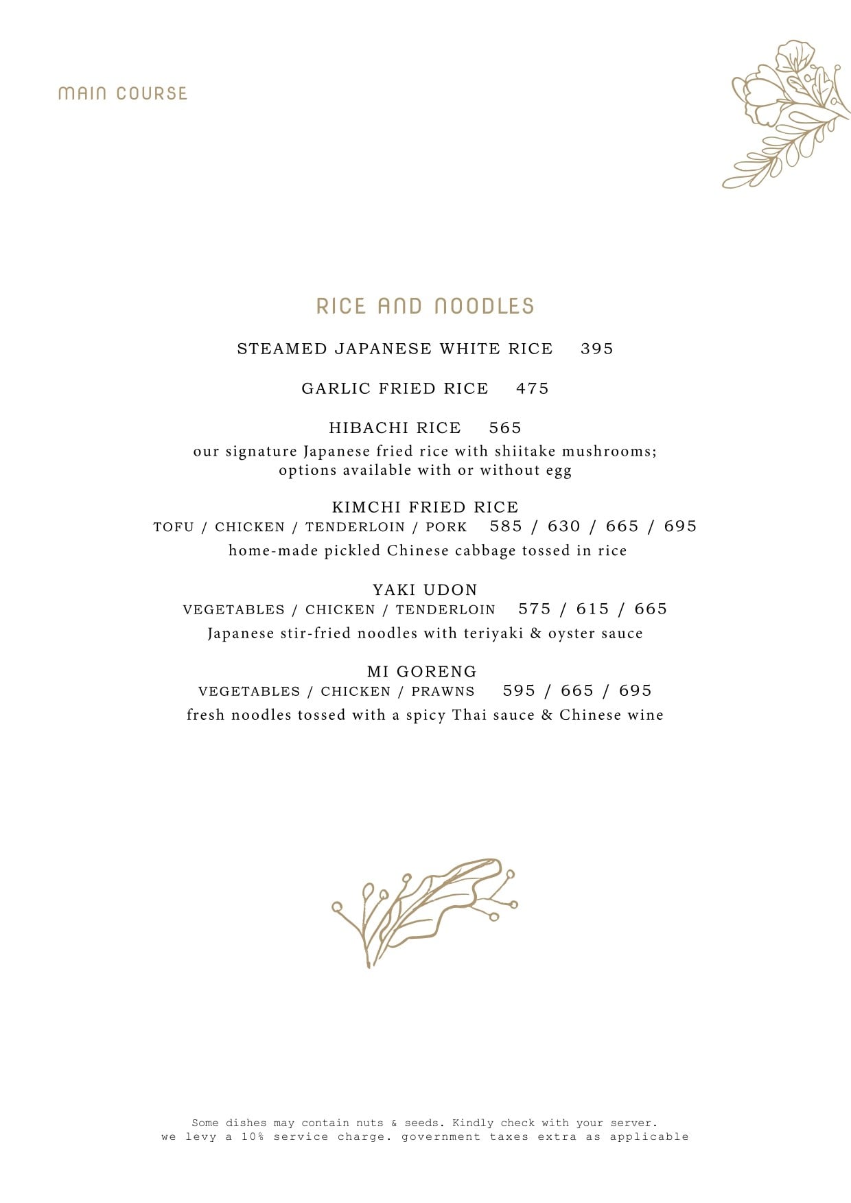 Menu of Shiro, UB City, Central Bengaluru