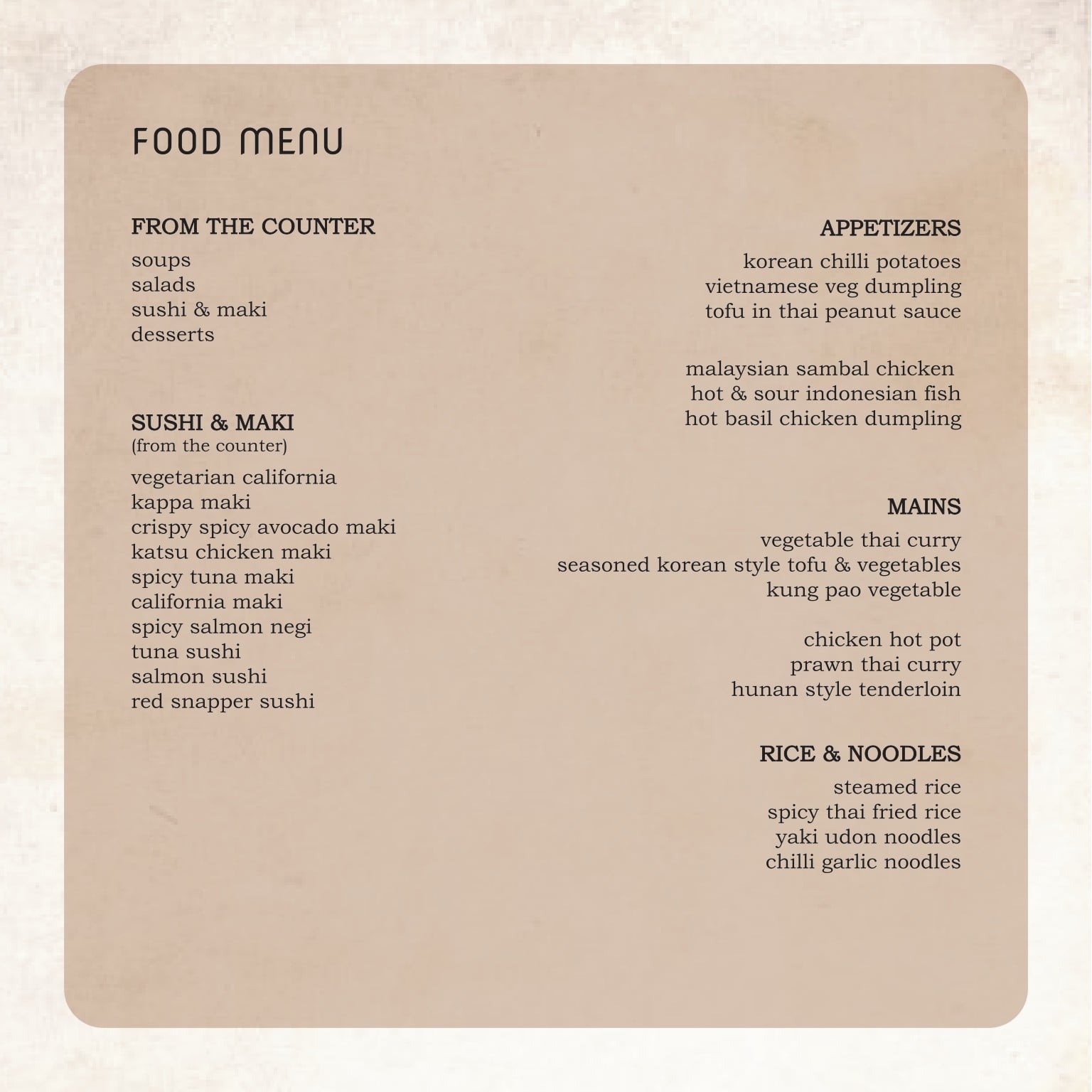 Menu of Shiro, UB City, Central Bengaluru