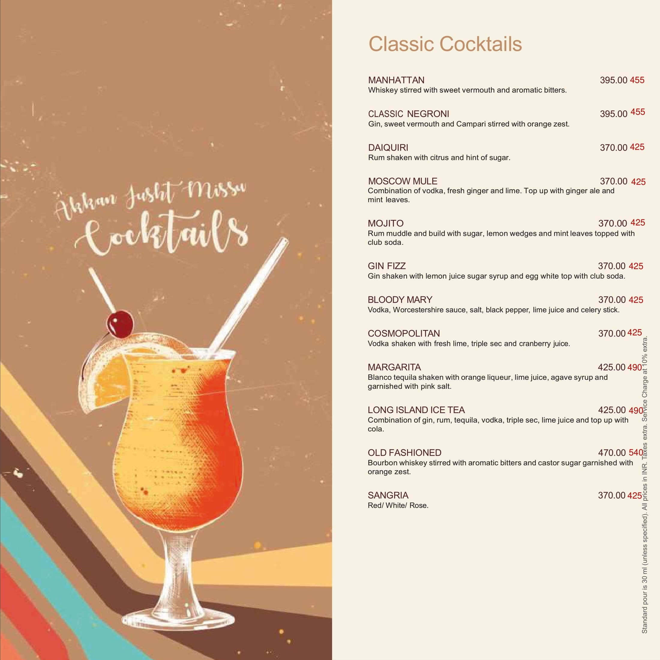 Dining Experience for Two at Scottish Pub, Central Bengaluru — Beverages menu
