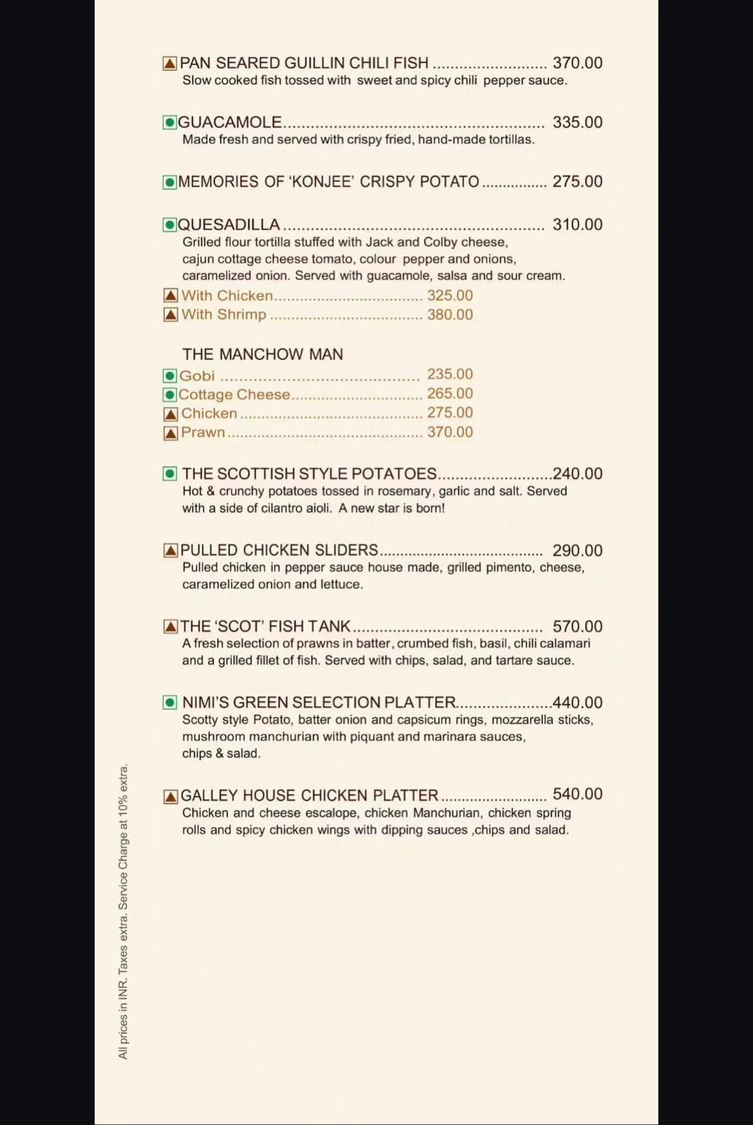 Dining Experience for Two at Scottish Pub, Central Bengaluru — Food menu