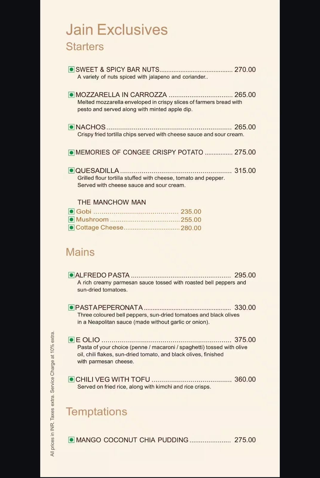 Dining Experience for Two at Scottish Pub, Central Bengaluru — Food menu