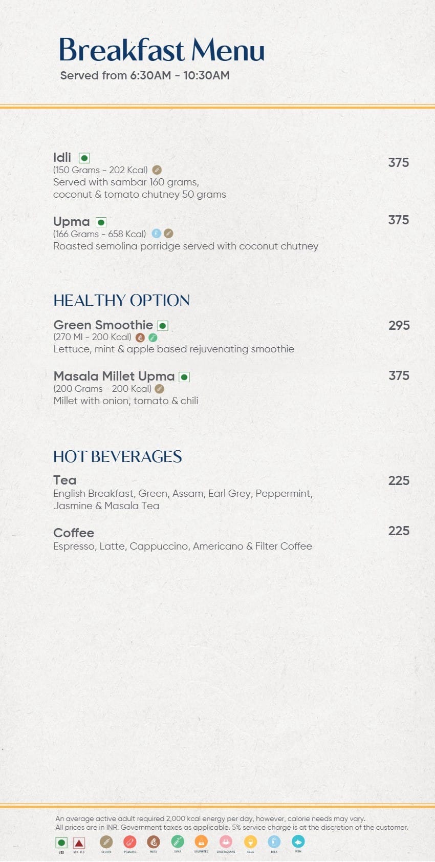 Menu of Melange, Radisson Blu Bengaluru Outer Ring Road
