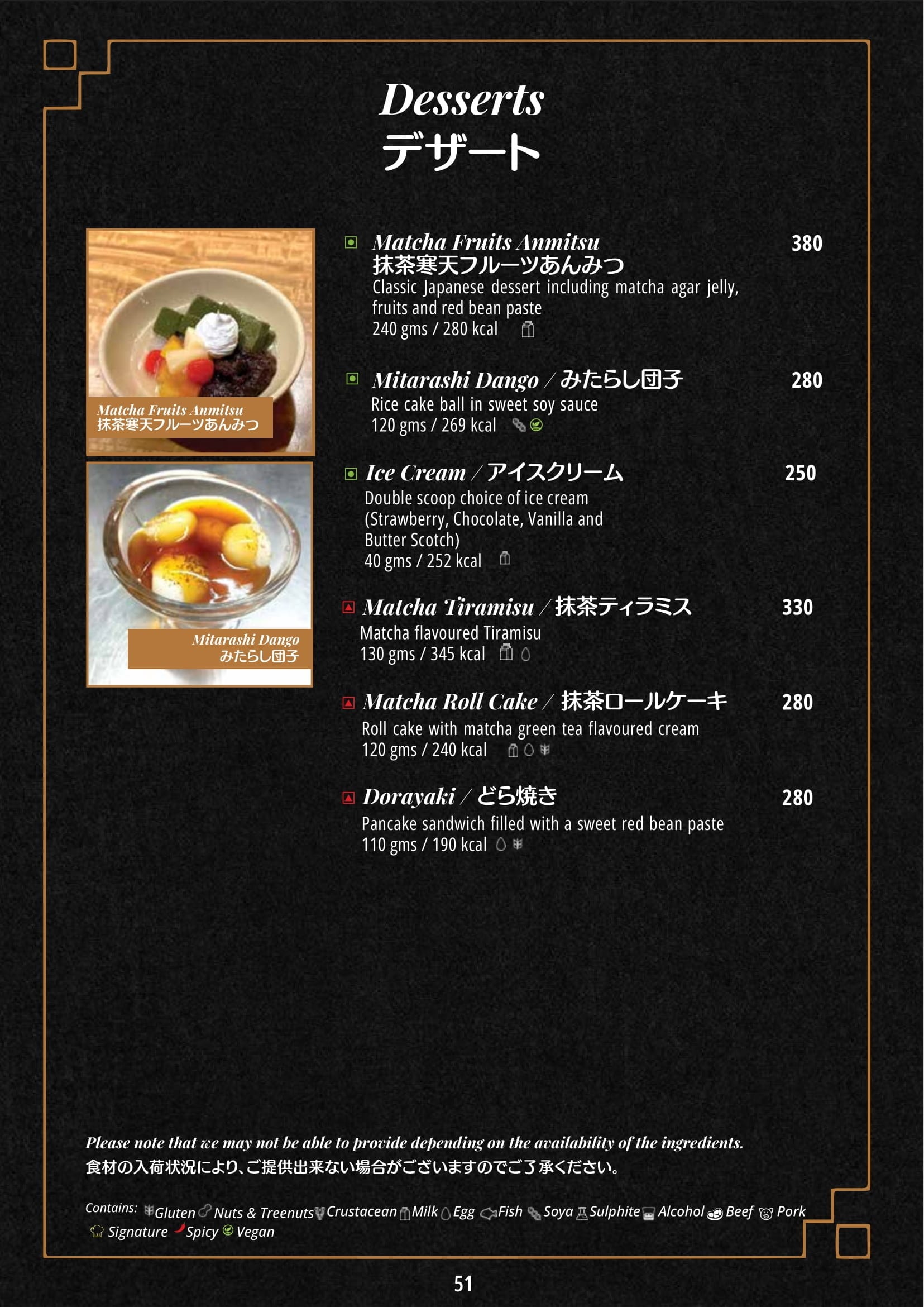 Dining Experience for Two at Matsuri, Bengaluru — Food menu