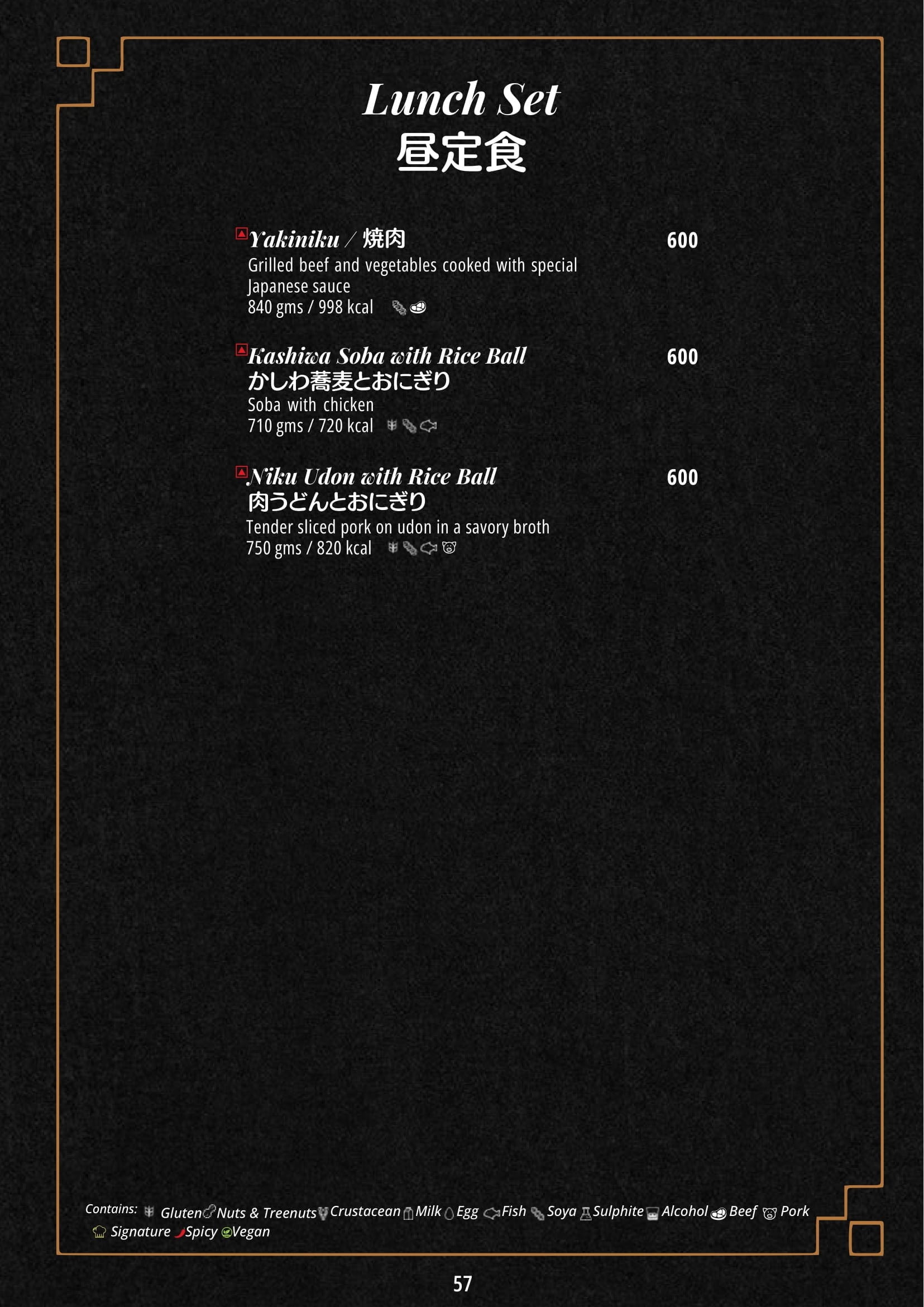Dining Experience for Two at Matsuri, Bengaluru — Food menu