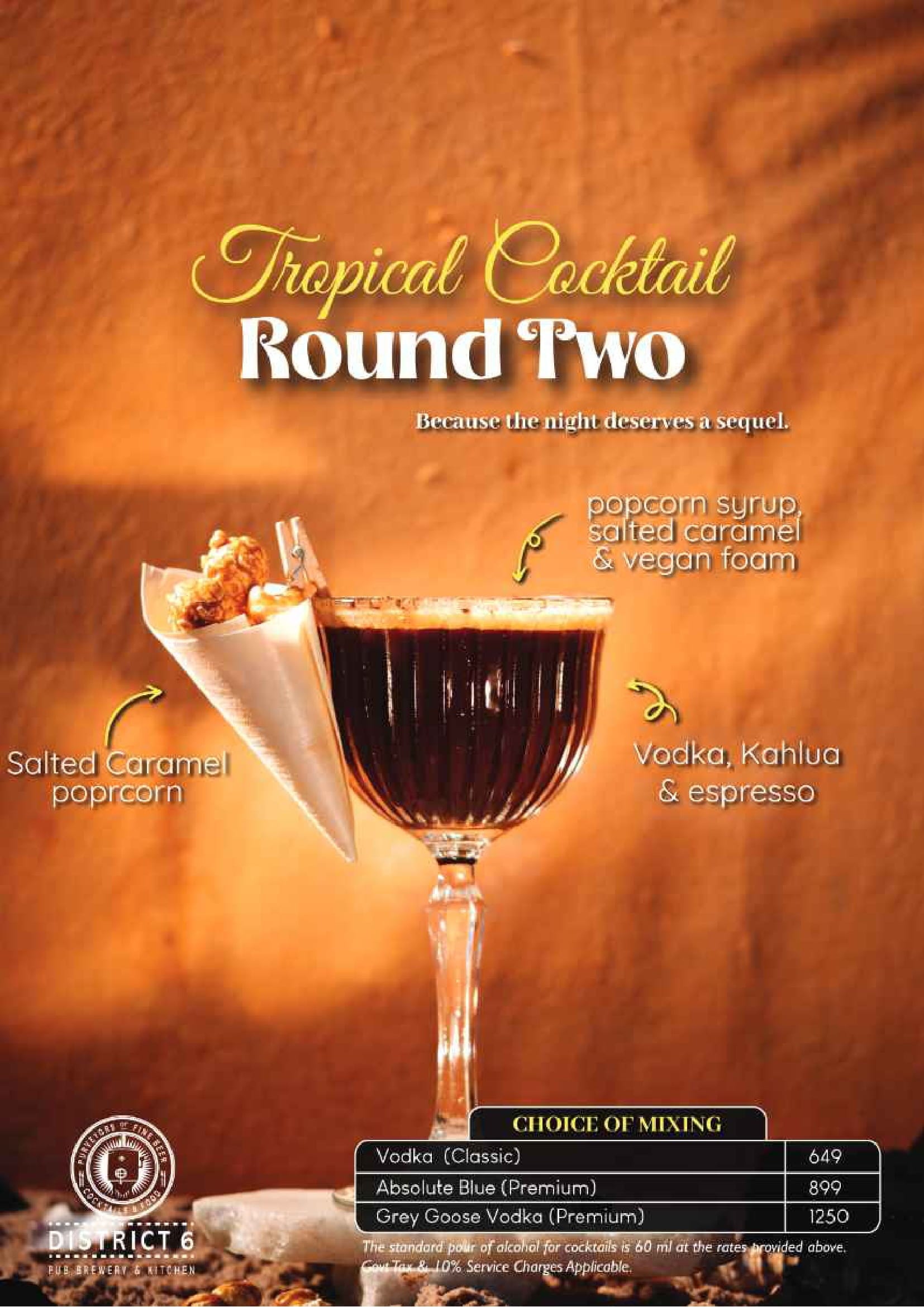 Dining Experience for Two at DISTRICT 6, West Bengaluru — Beverages menu