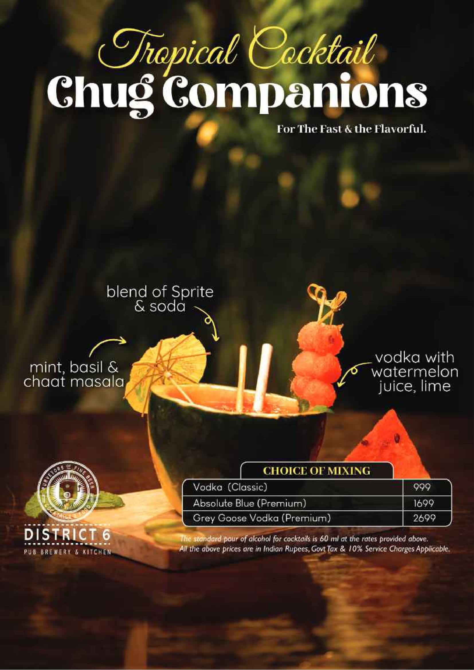 Dining Experience for Two at DISTRICT 6, West Bengaluru — Beverages menu