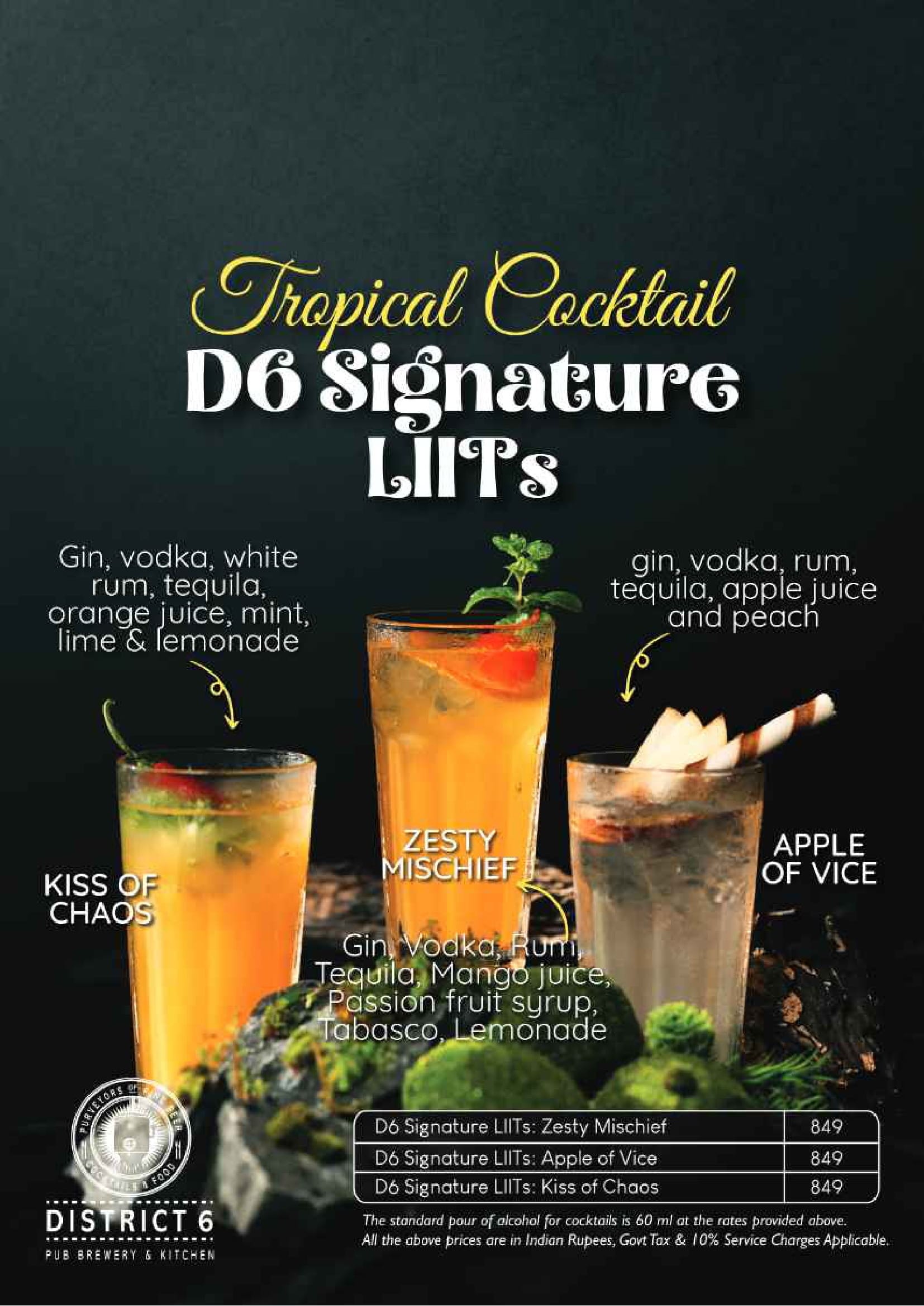 Dining Experience for Two at DISTRICT 6, West Bengaluru — Beverages menu
