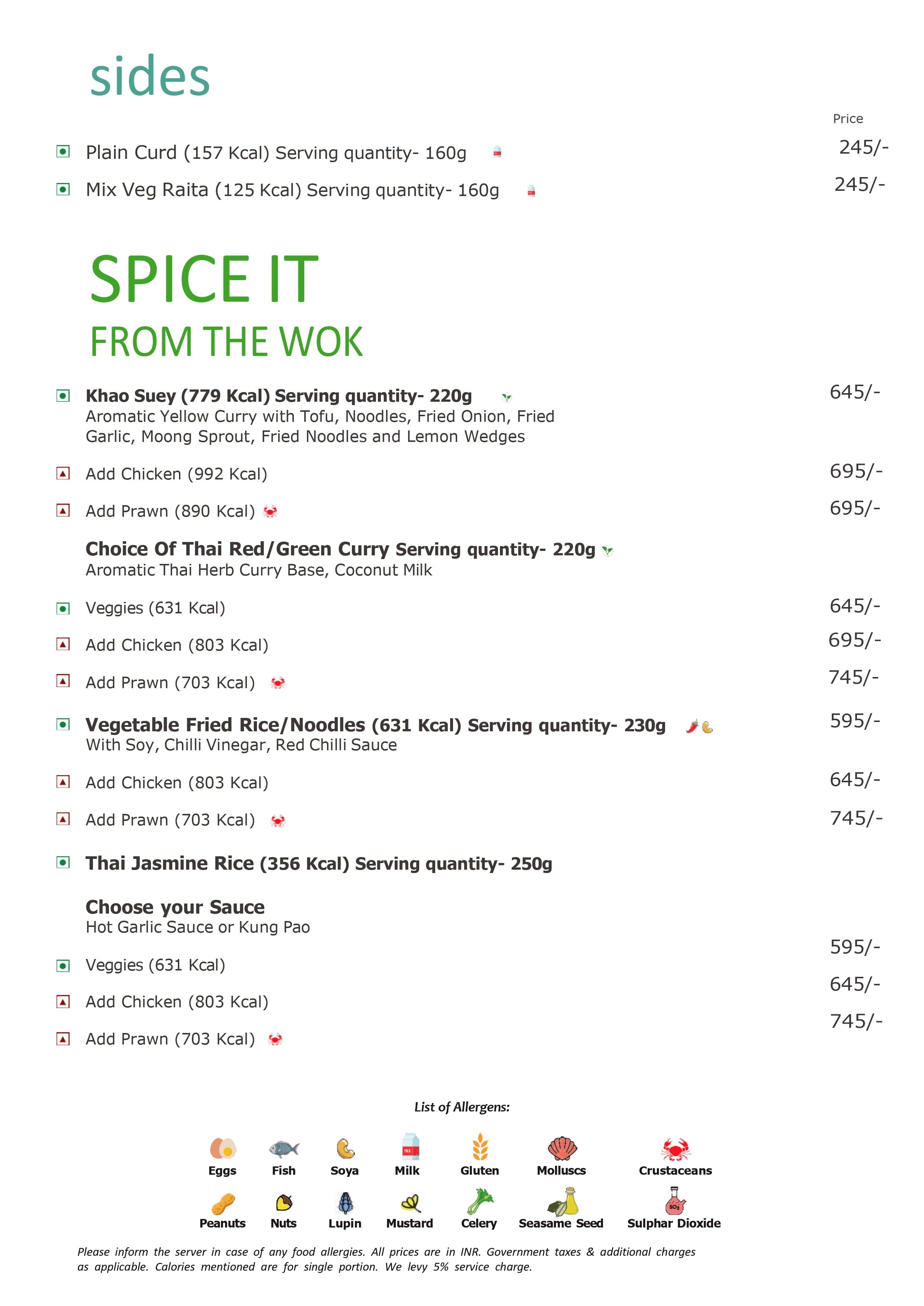 Dining Experience for Two at Spice It, Richmond Road — Food menu