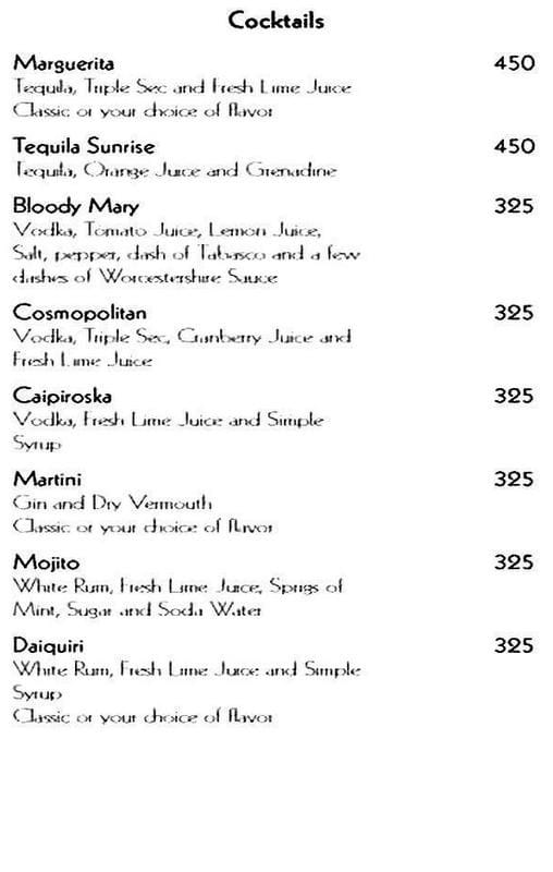 Dining Experience for Two at The Hub, Richmond Road — Beverages menu