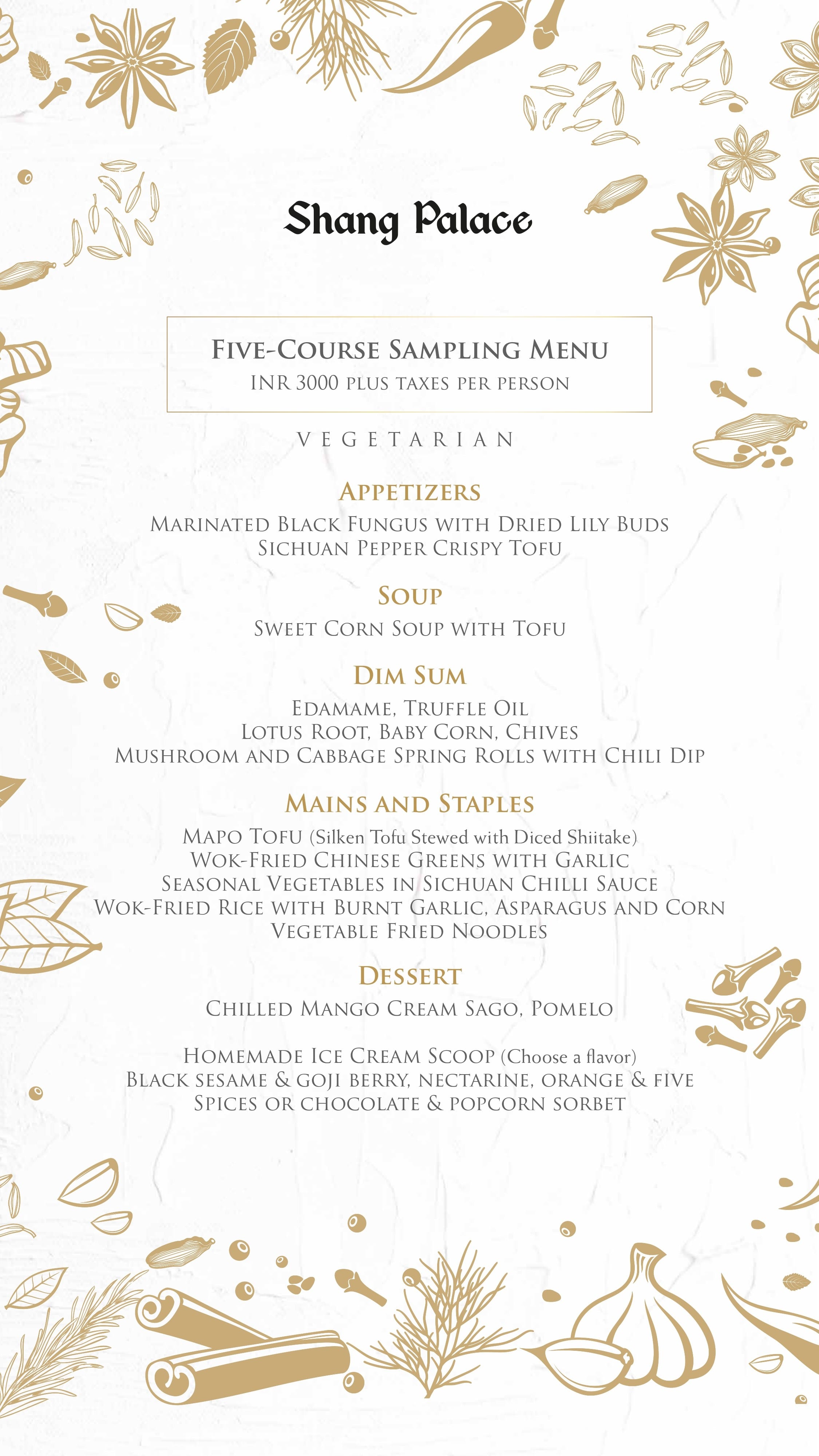 Dining Experience for Two at The Best Pan-Asian Restaurant in a Hotel, Shangri-La Bengaluru — Food menu