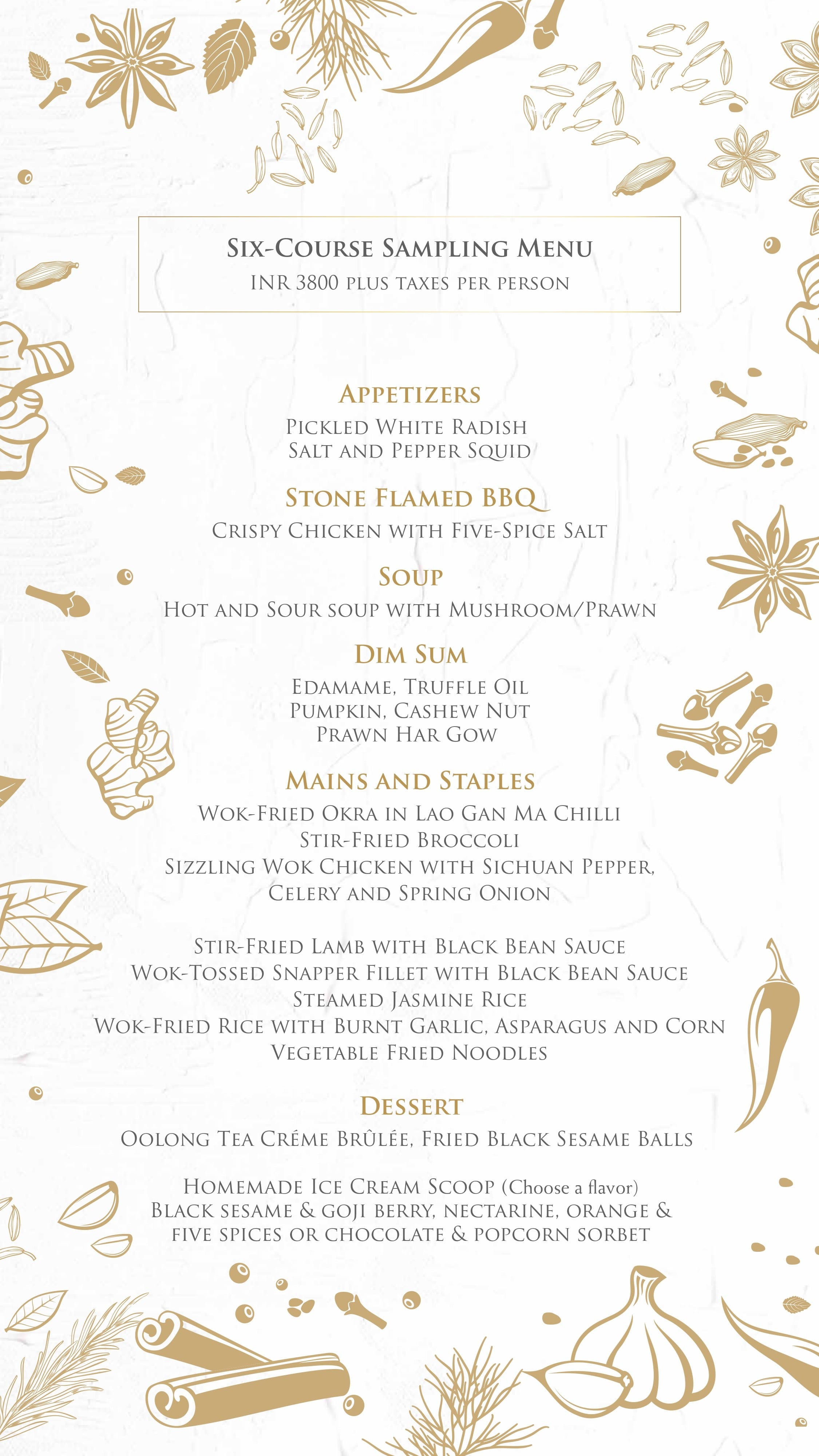 Dining Experience for Two at The Best Pan-Asian Restaurant in a Hotel, Shangri-La Bengaluru — Food menu