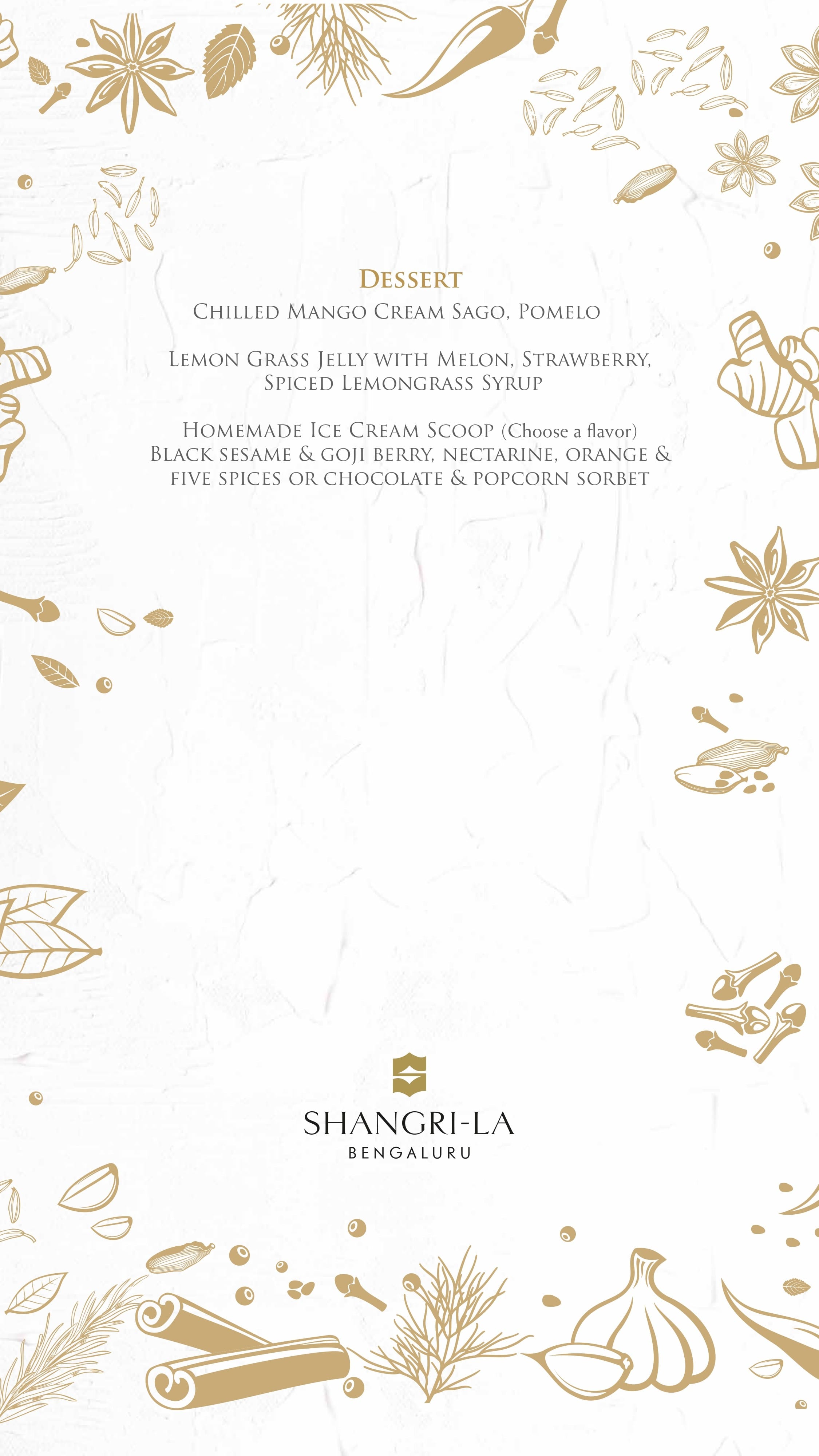 Dining Experience for Two at The Best Pan-Asian Restaurant in a Hotel, Shangri-La Bengaluru — Food menu