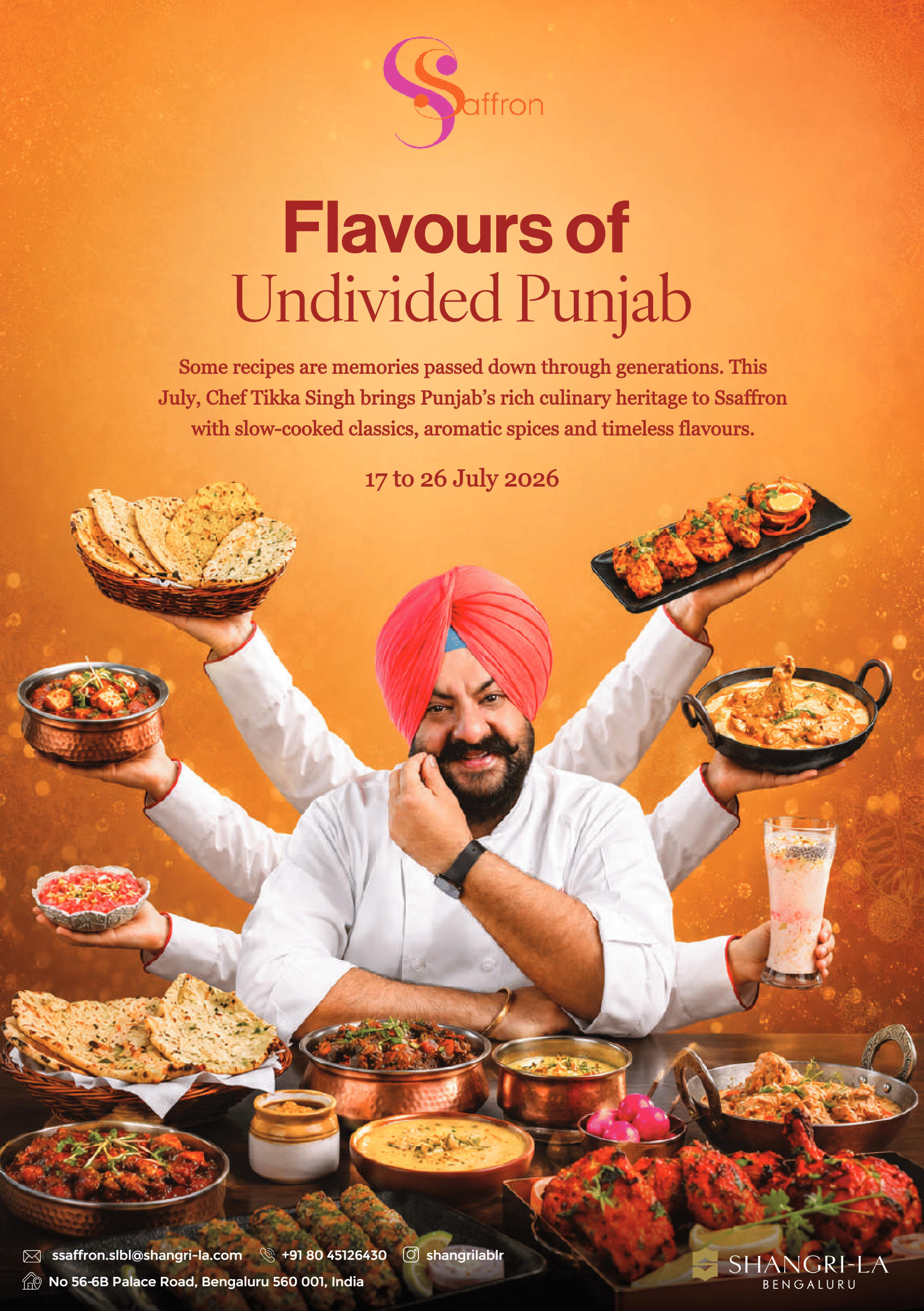Dining Experience for Two at Ssaffron, Shangri-La Bengaluru — Special menu