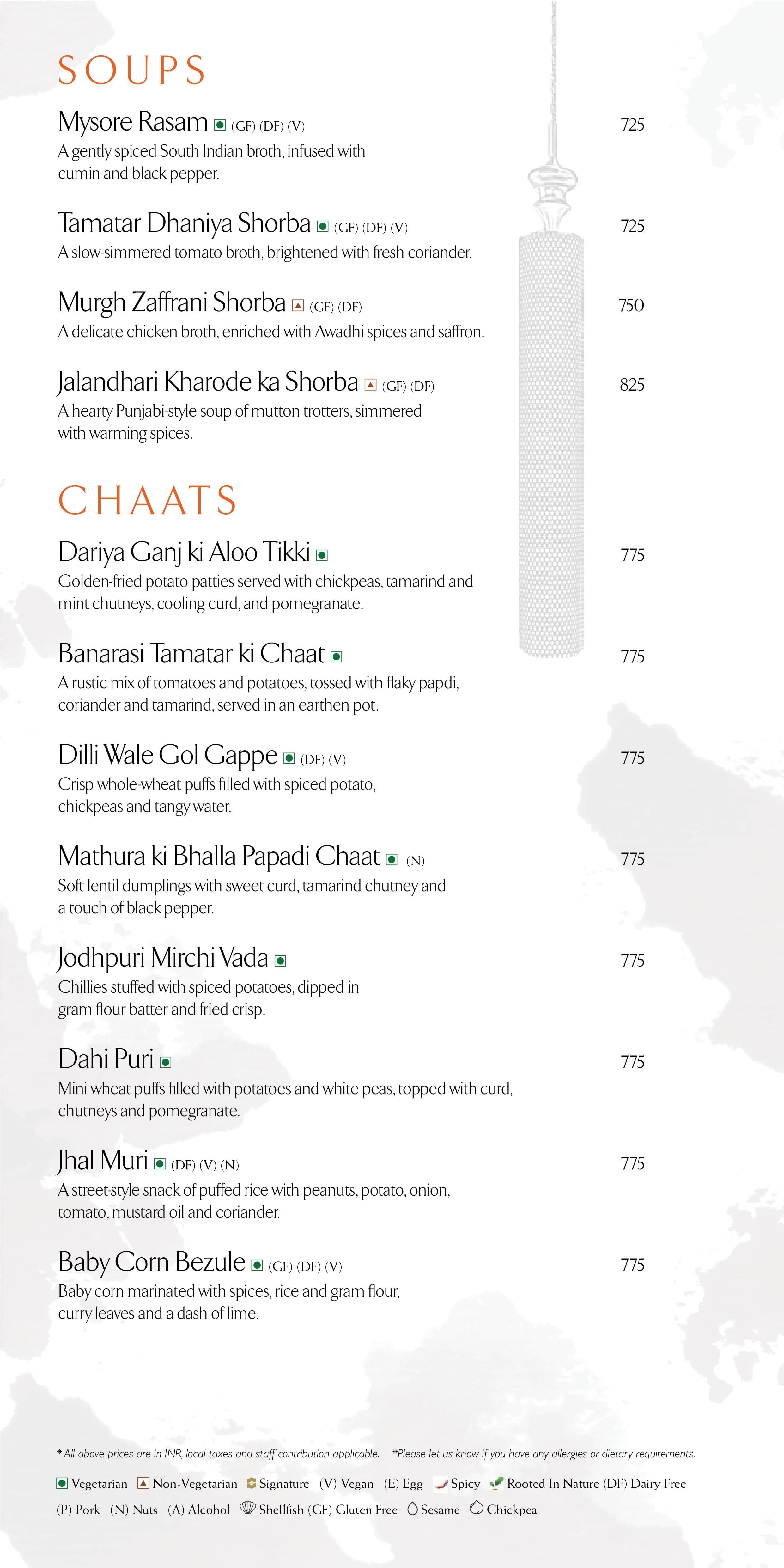 Dining Experience for Two at Ssaffron, Shangri-La Bengaluru — Food menu