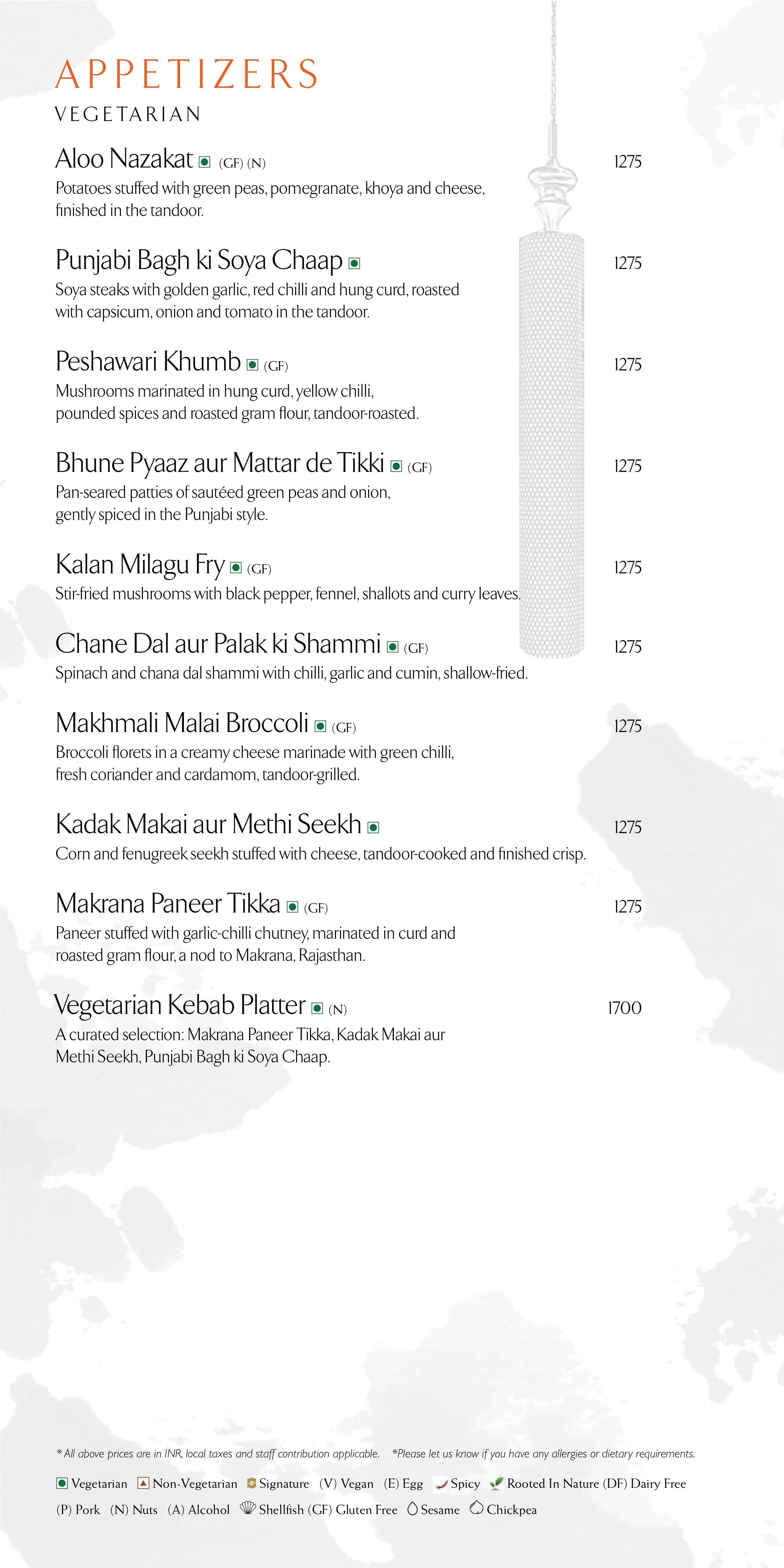 Dining Experience for Two at Ssaffron, Shangri-La Bengaluru — Food menu