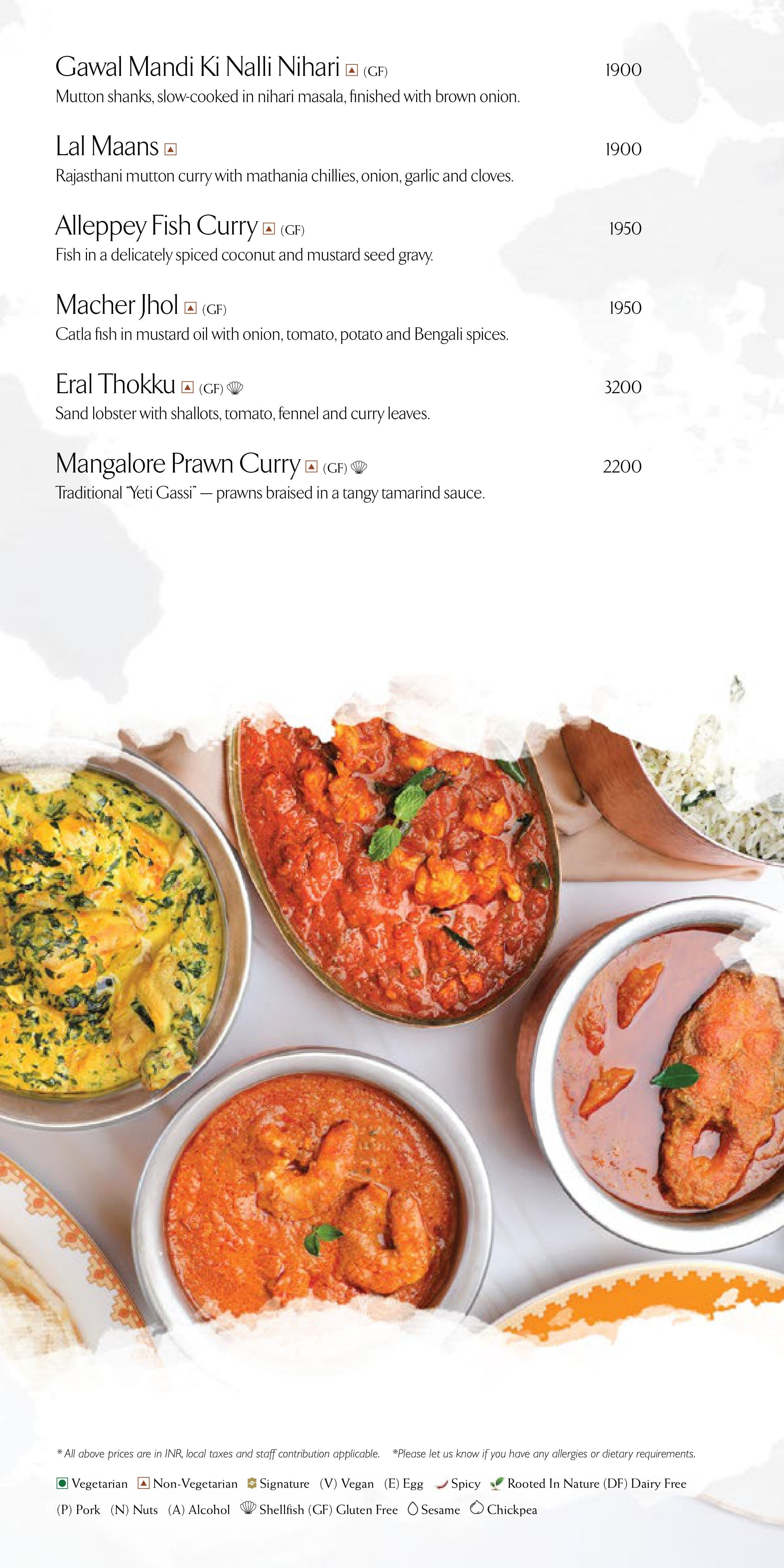 Dining Experience for Two at Ssaffron, Shangri-La Bengaluru — Food menu
