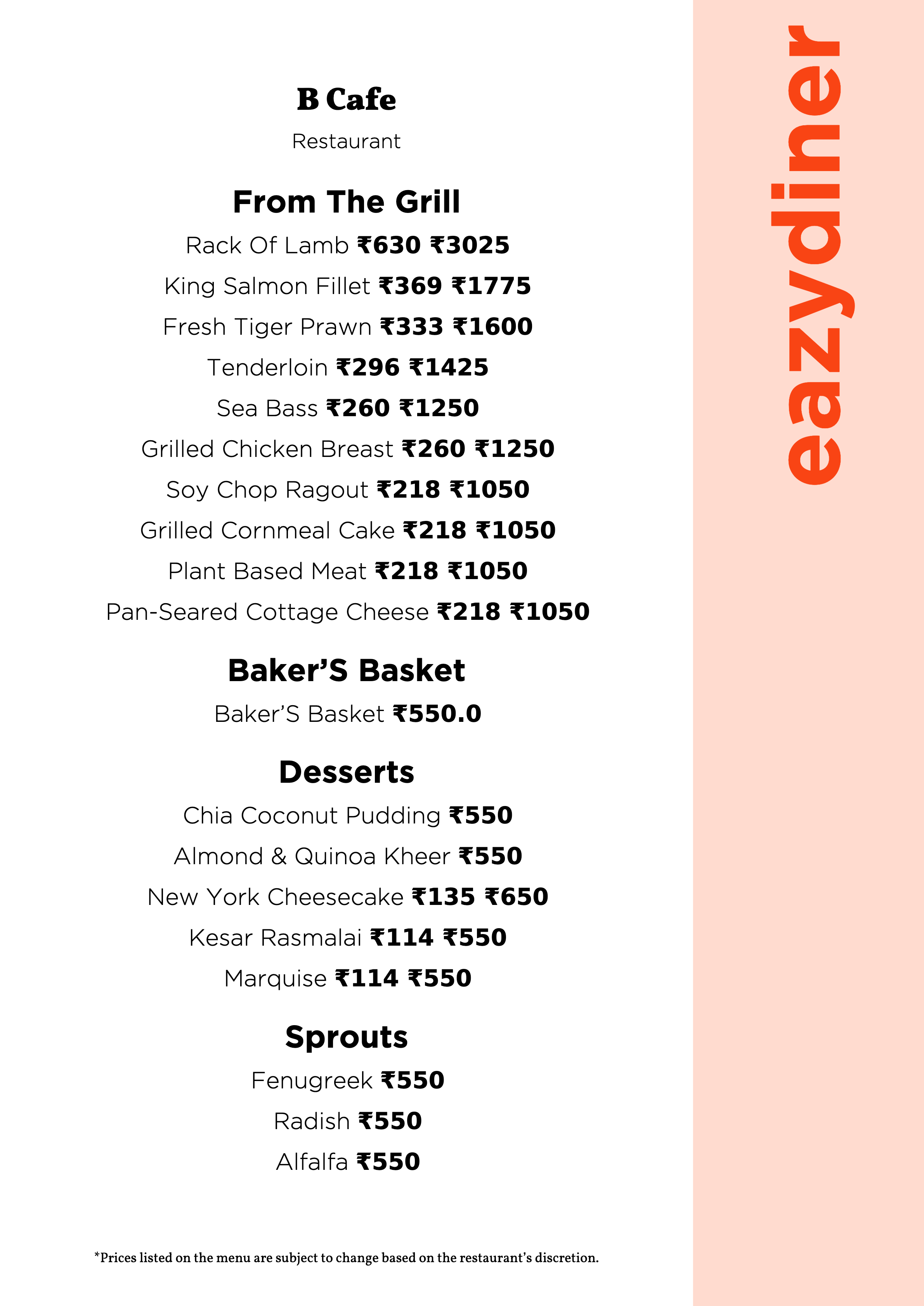 Dining Experience for Two at The Best Buffet in a Hotel, Shangri-La Bengaluru — Food menu