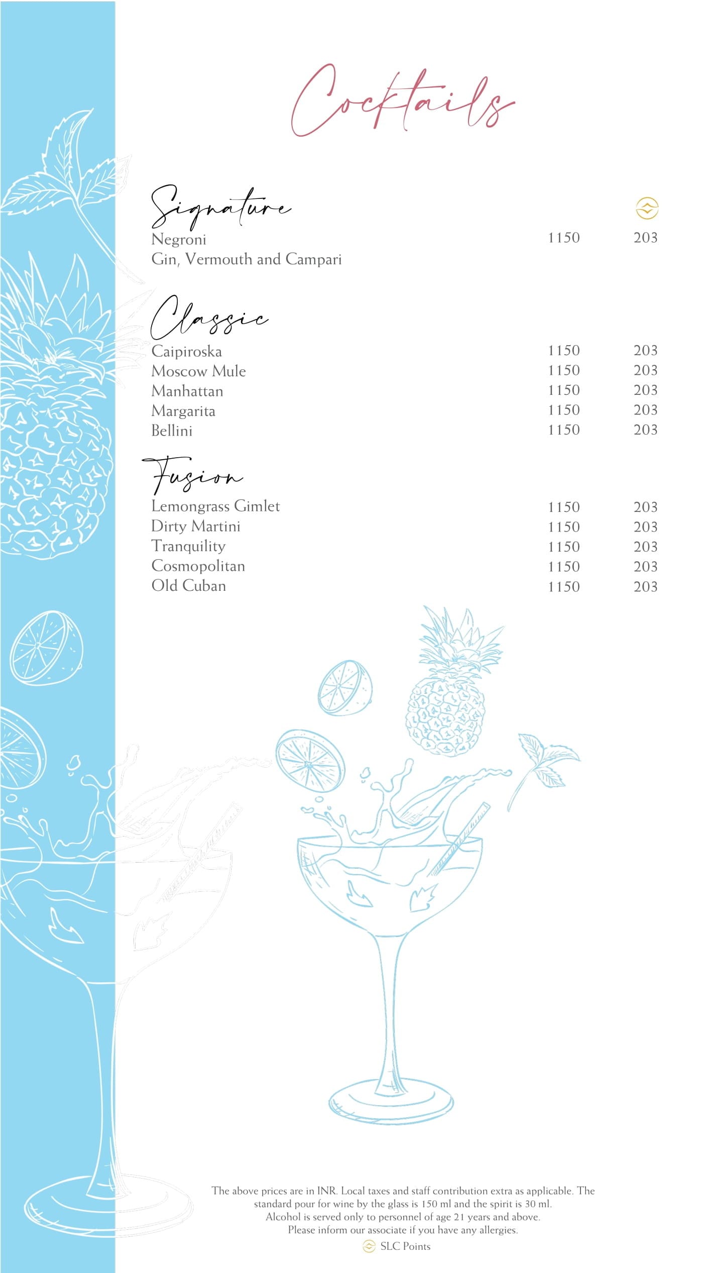 Dining Experience for Two at The Best Buffet in a Hotel, Shangri-La Bengaluru — Beverages menu