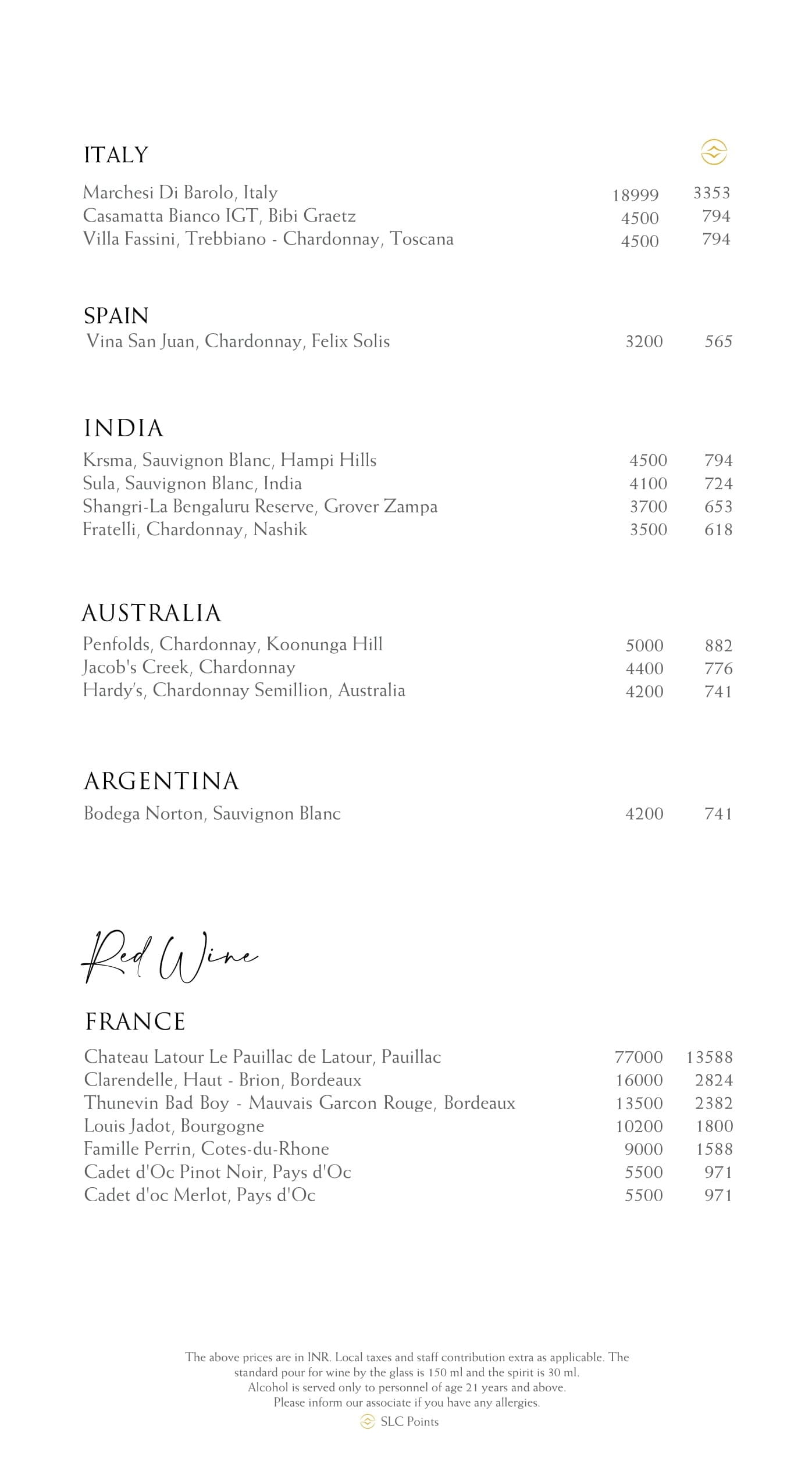 Dining Experience for Two at The Best Buffet in a Hotel, Shangri-La Bengaluru — Beverages menu
