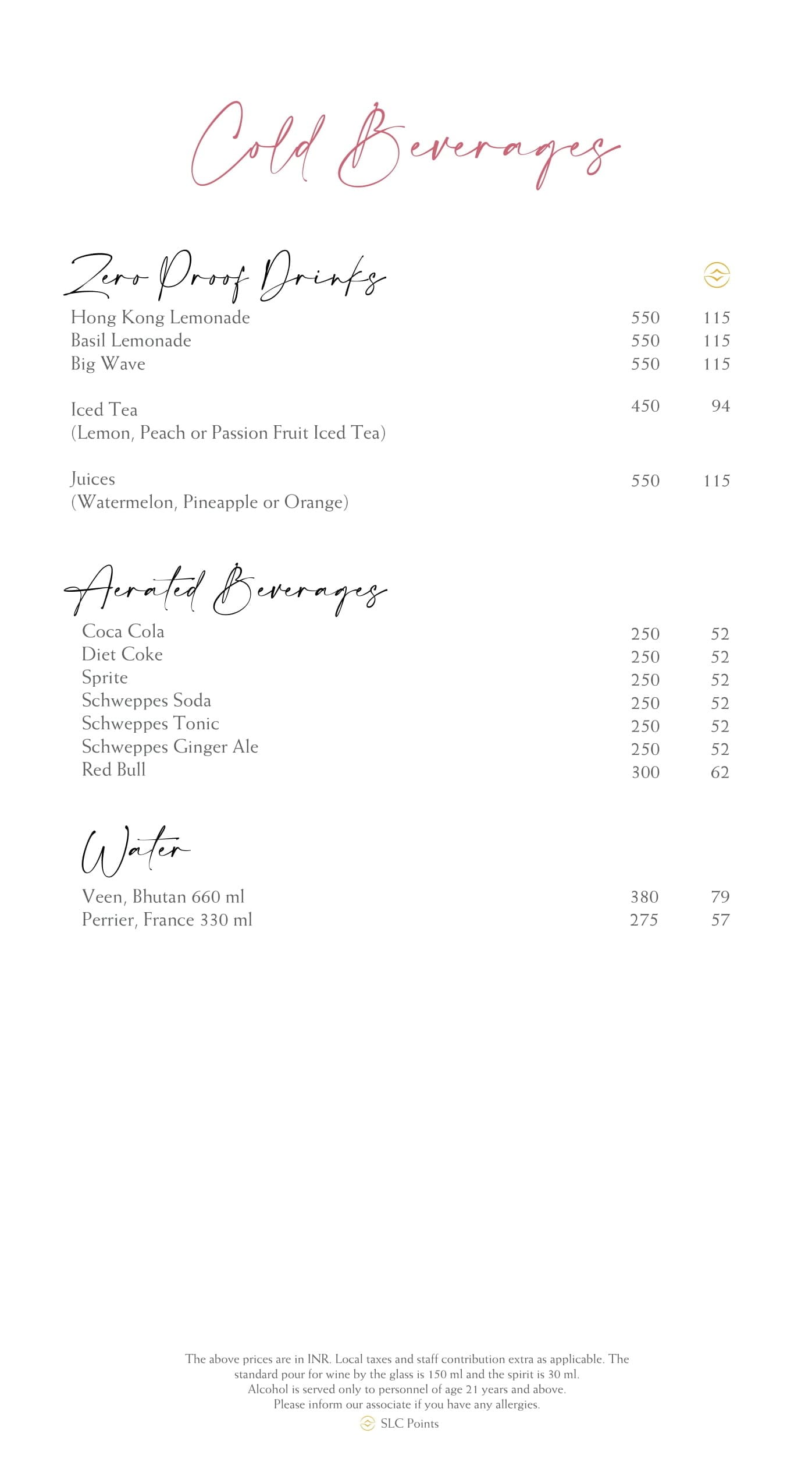 Dining Experience for Two at The Best Buffet in a Hotel, Shangri-La Bengaluru — Beverages menu